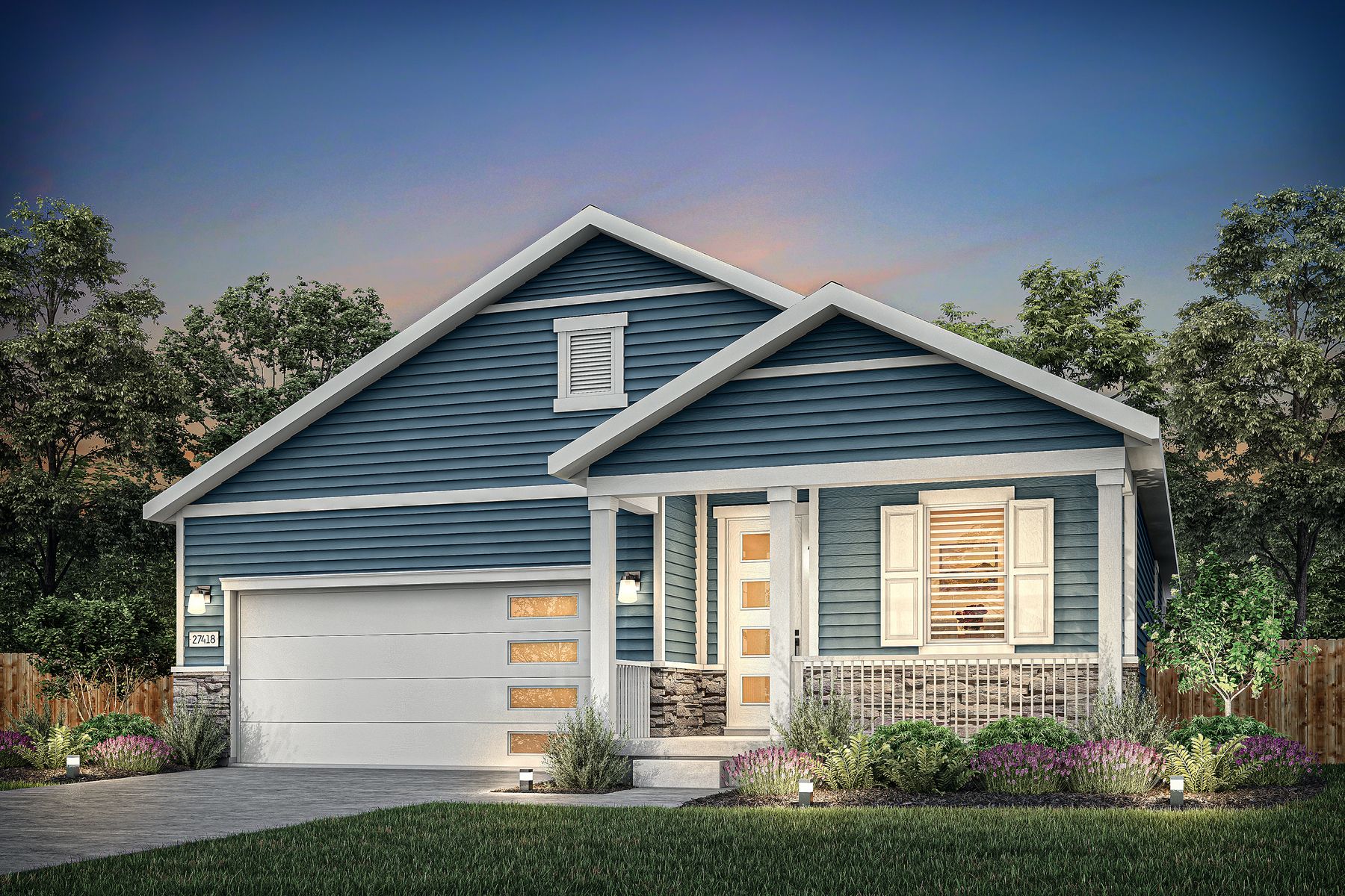 Rendering of the beautiful, one-story Aspen floor plan.