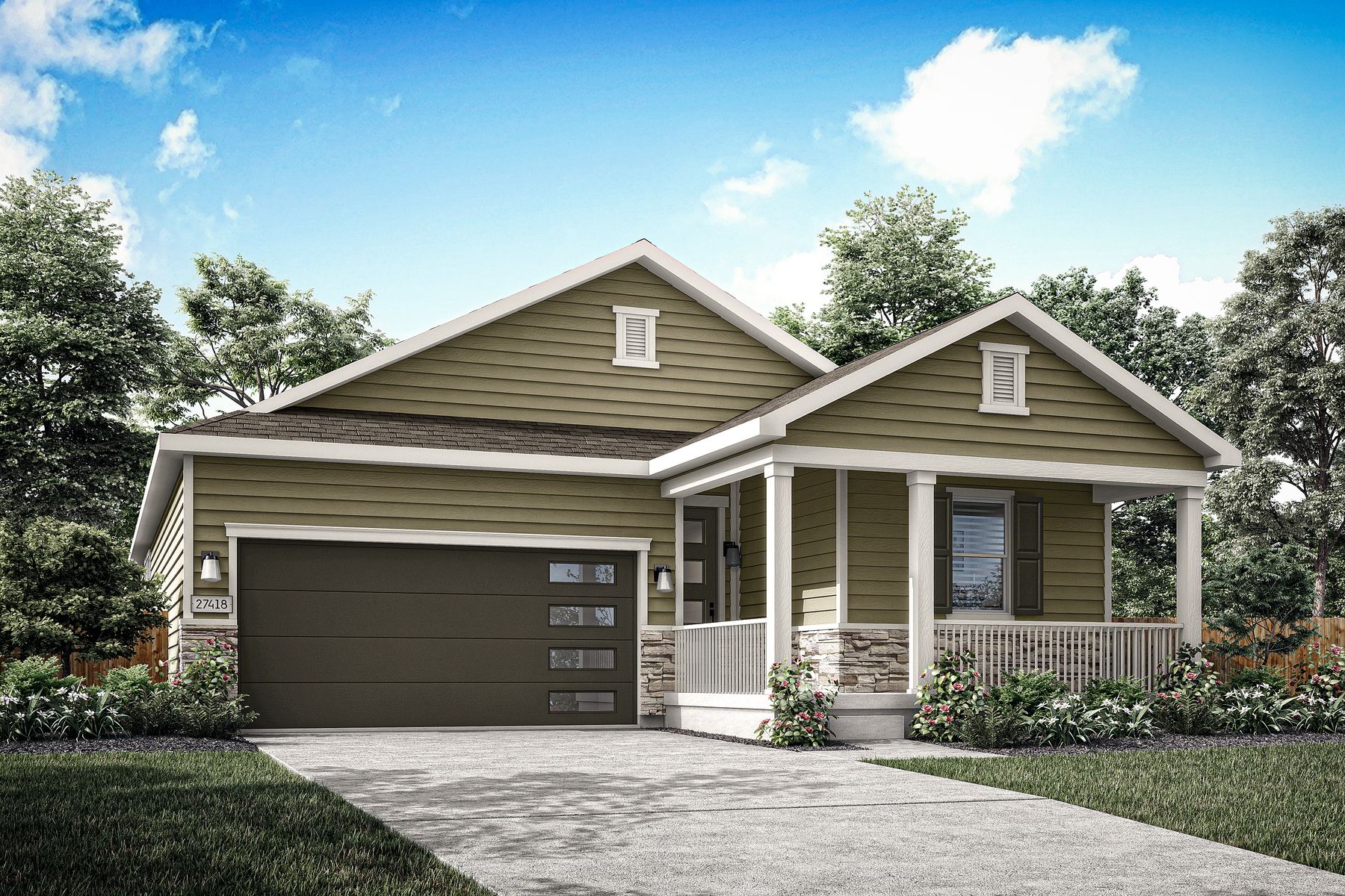 Rendering of the beautiful, one-story Breckenridge floor plan.