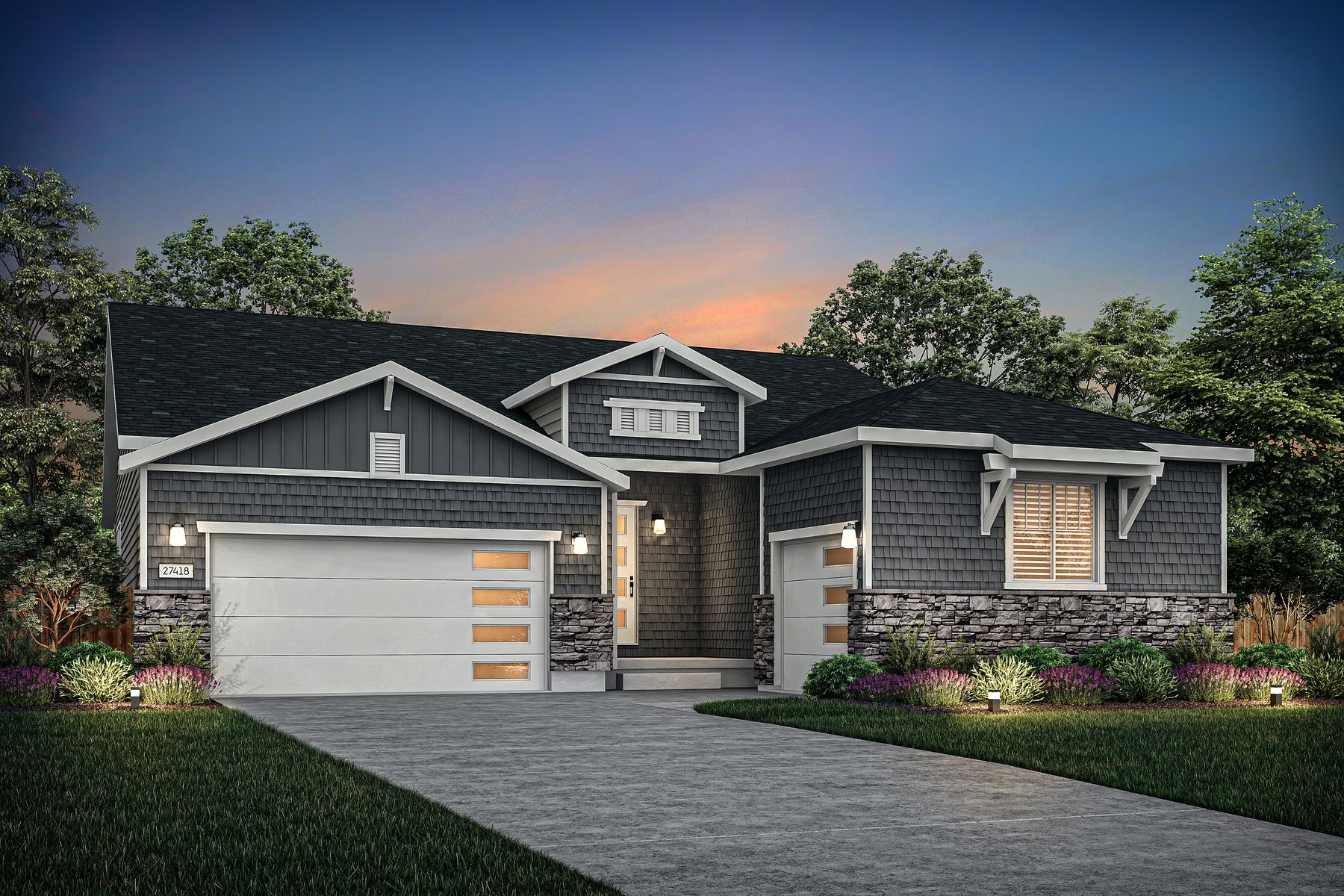 Rendering of the beautiful, one-story Estes floor plan.