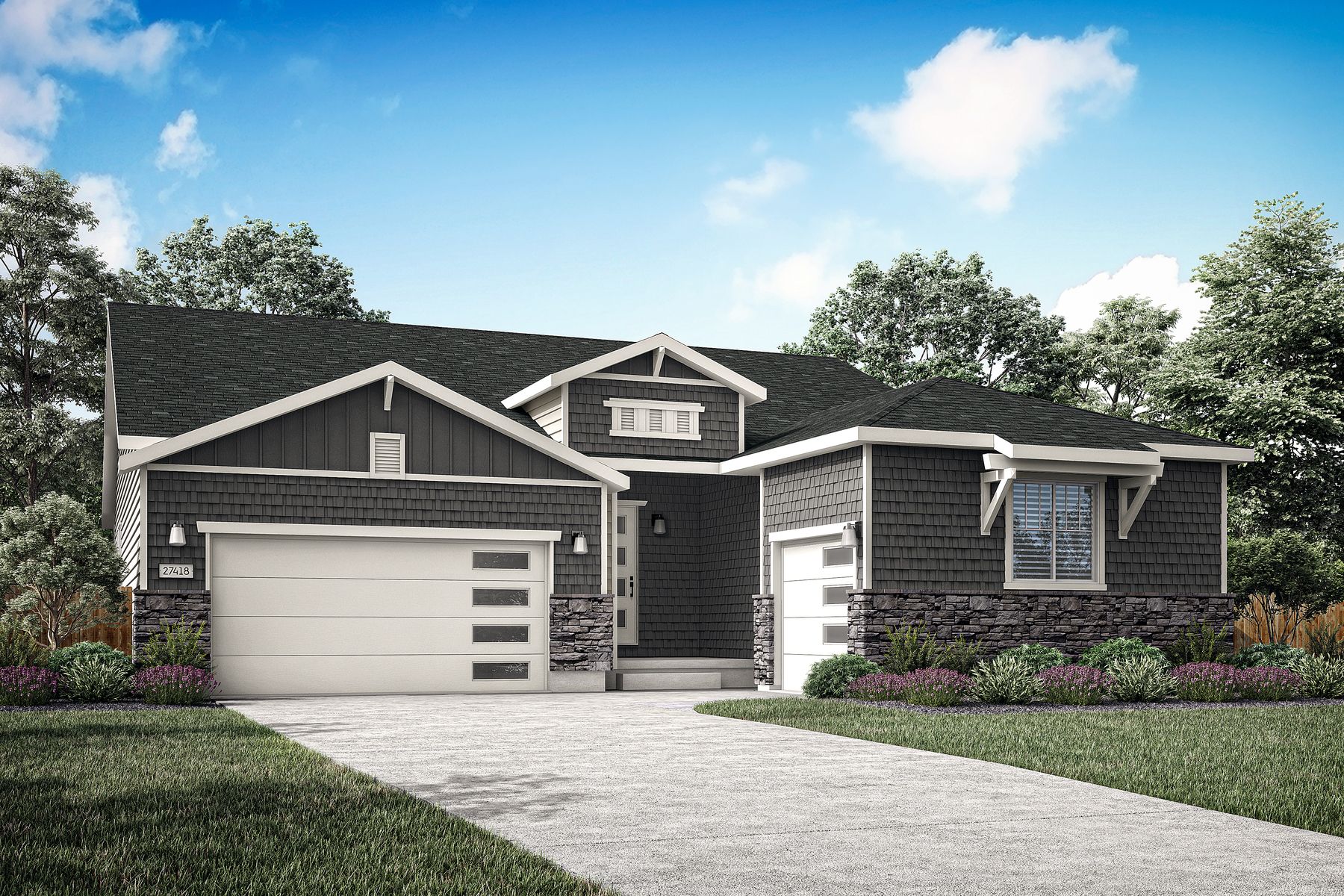 Rendering of the beautiful, one-story Estes floor plan.