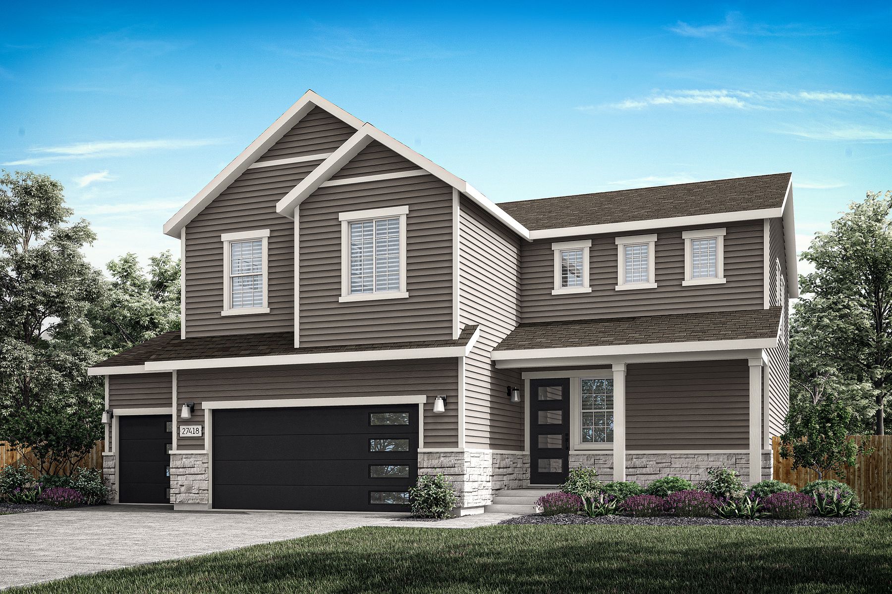 Rendering of the beautiful, two-story Glenwood floor plan.