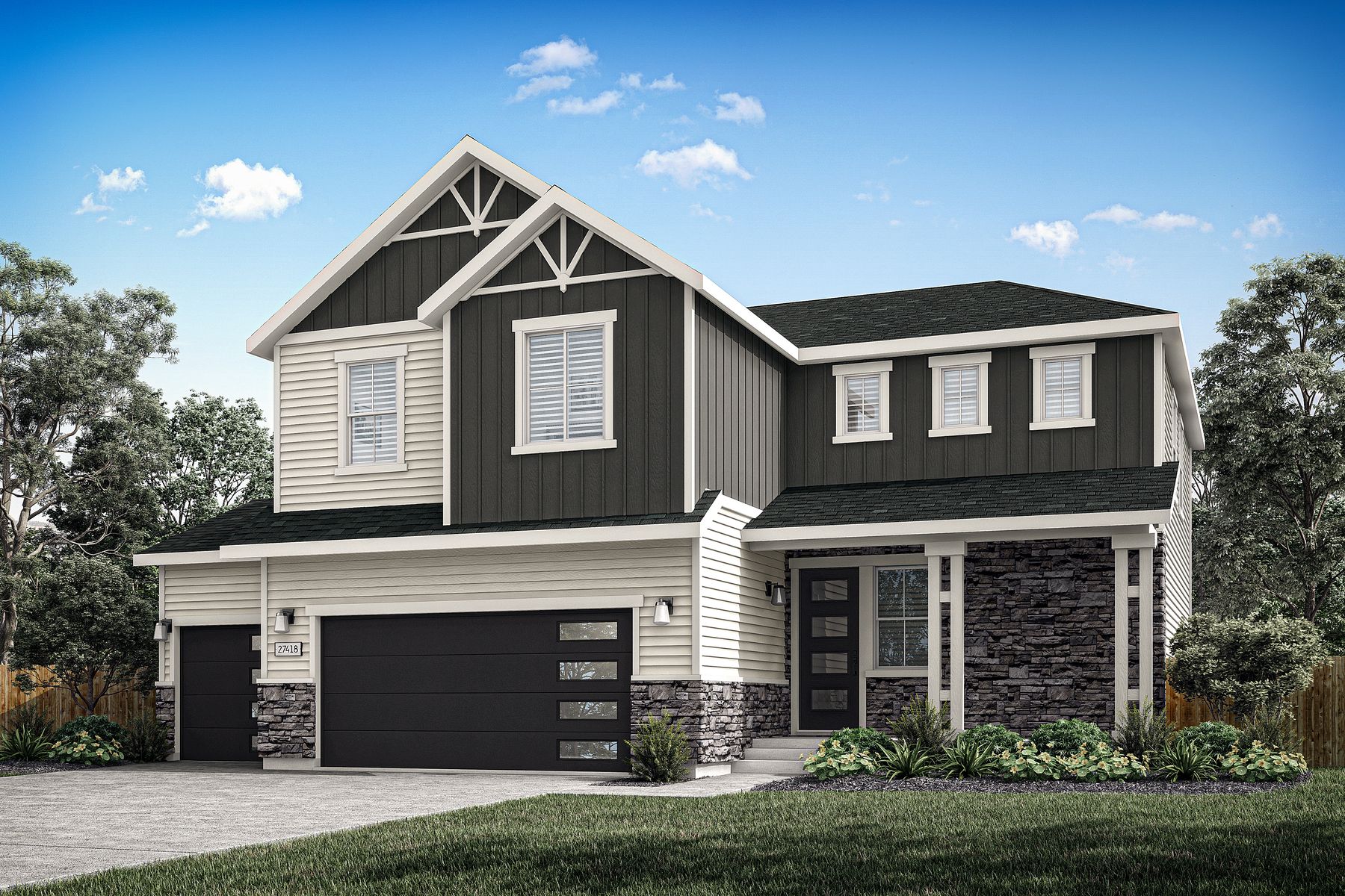 Rendering of the beautiful, two-story Glenwood floor plan.