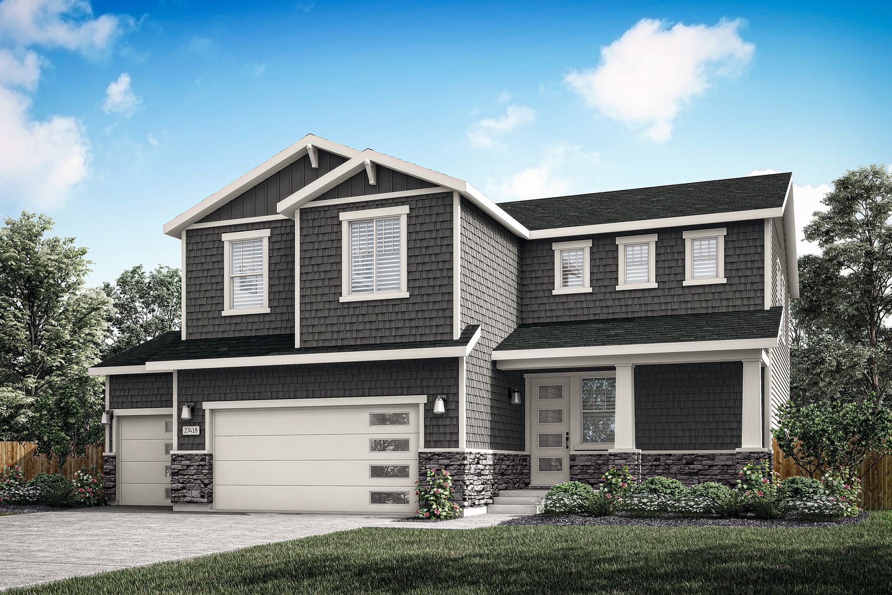 Rendering of the beautiful, two-story Glenwood floor plan.
