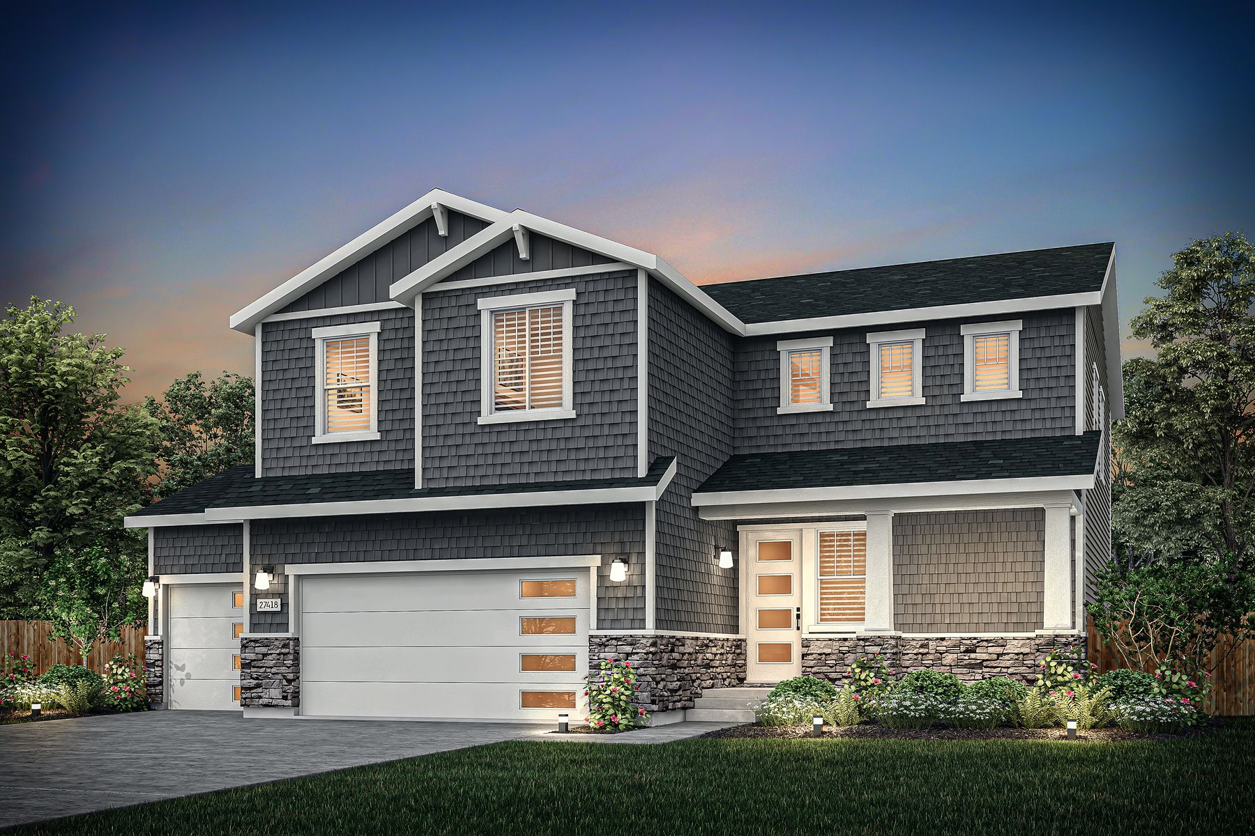 Rendering of the beautiful, two-story Glenwood floor plan.
