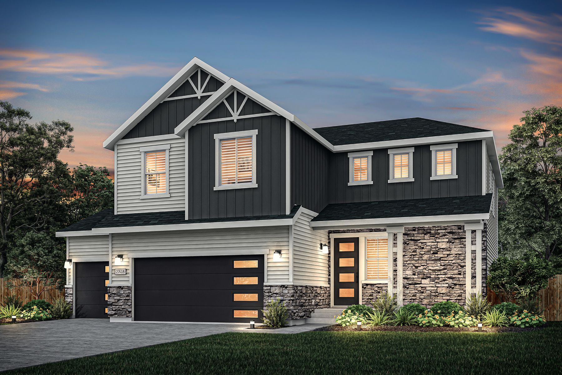 Rendering of the beautiful, two-story Glenwood floor plan.