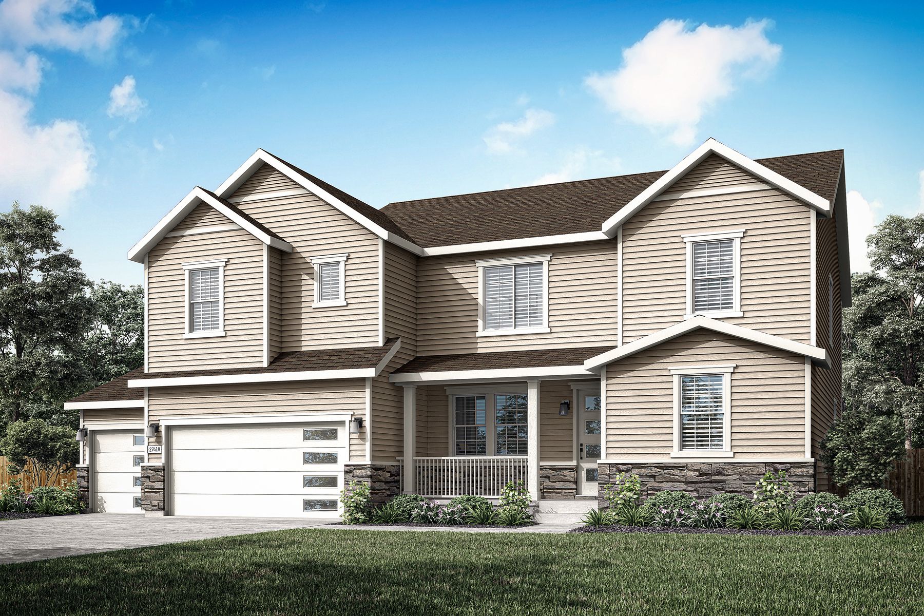 Rendering of the beautiful, two-story Monte Vista floor plan.