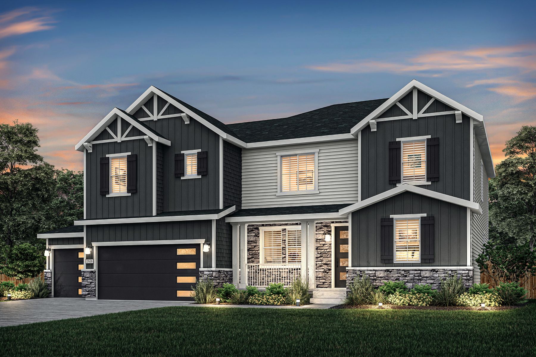 Rendering of the beautiful, two-story Monte Vista floor plan.