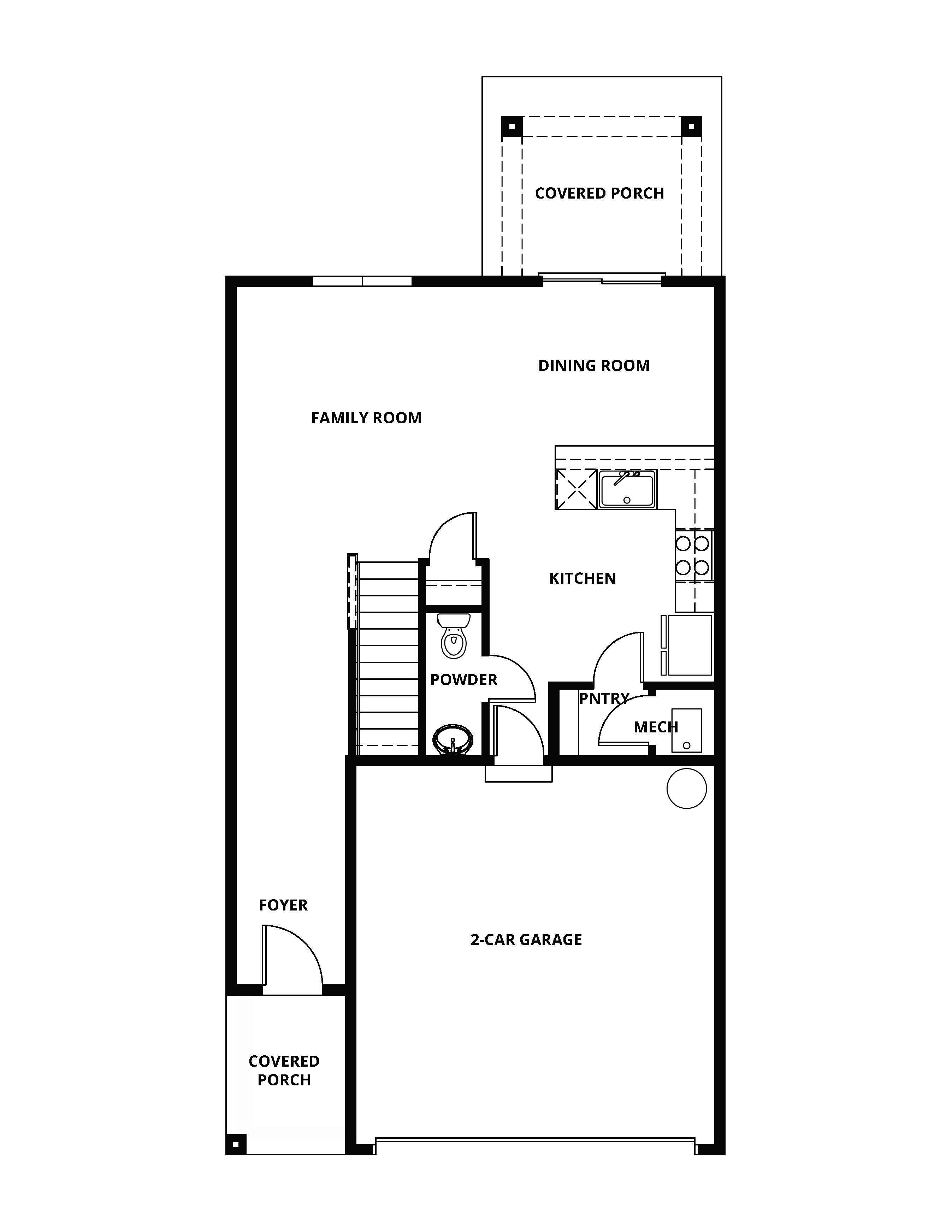 The first floor of the Baker has the chef ready kitchen and spacious family room.