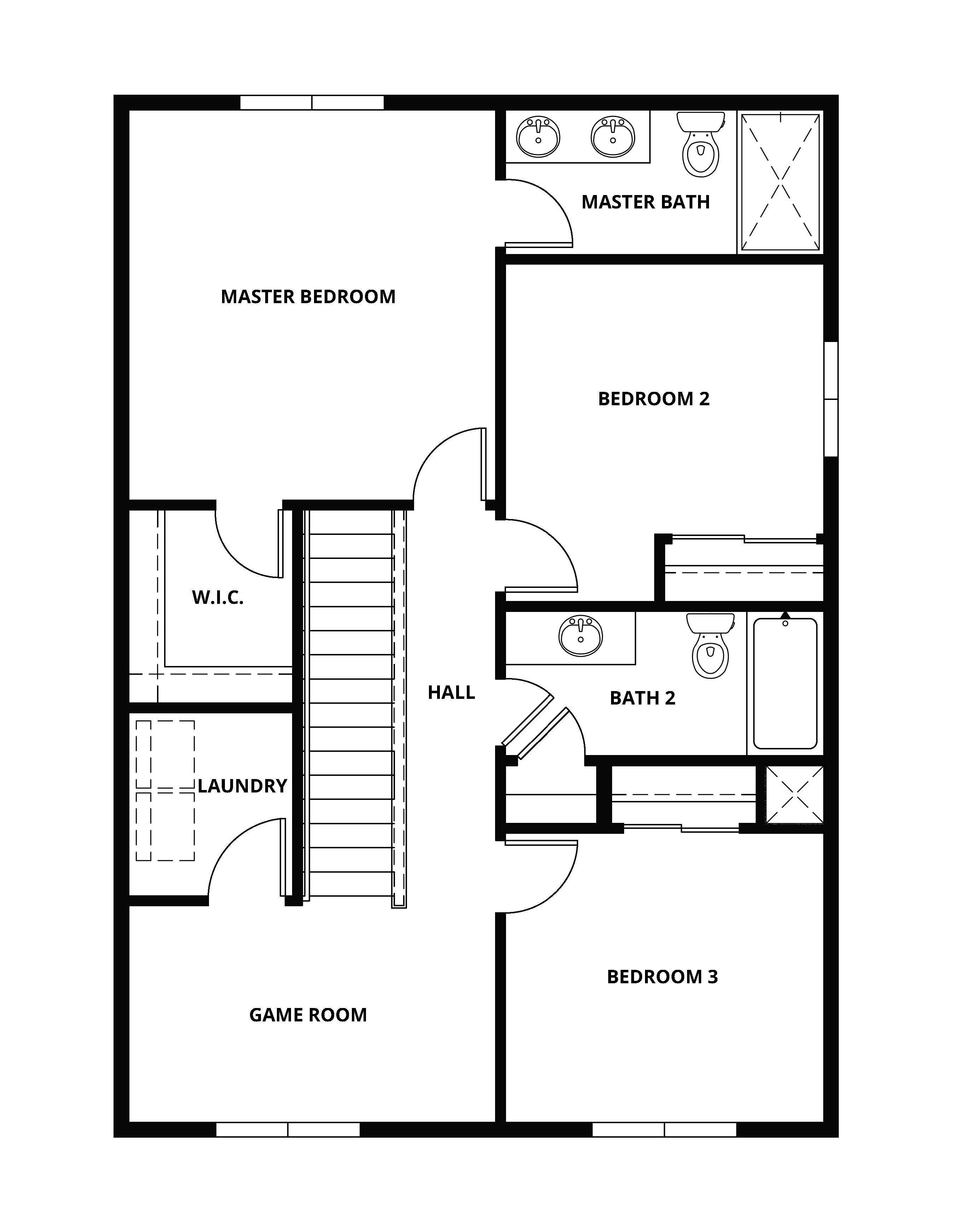 The second floor of the Baker has the bedrooms and a game room.