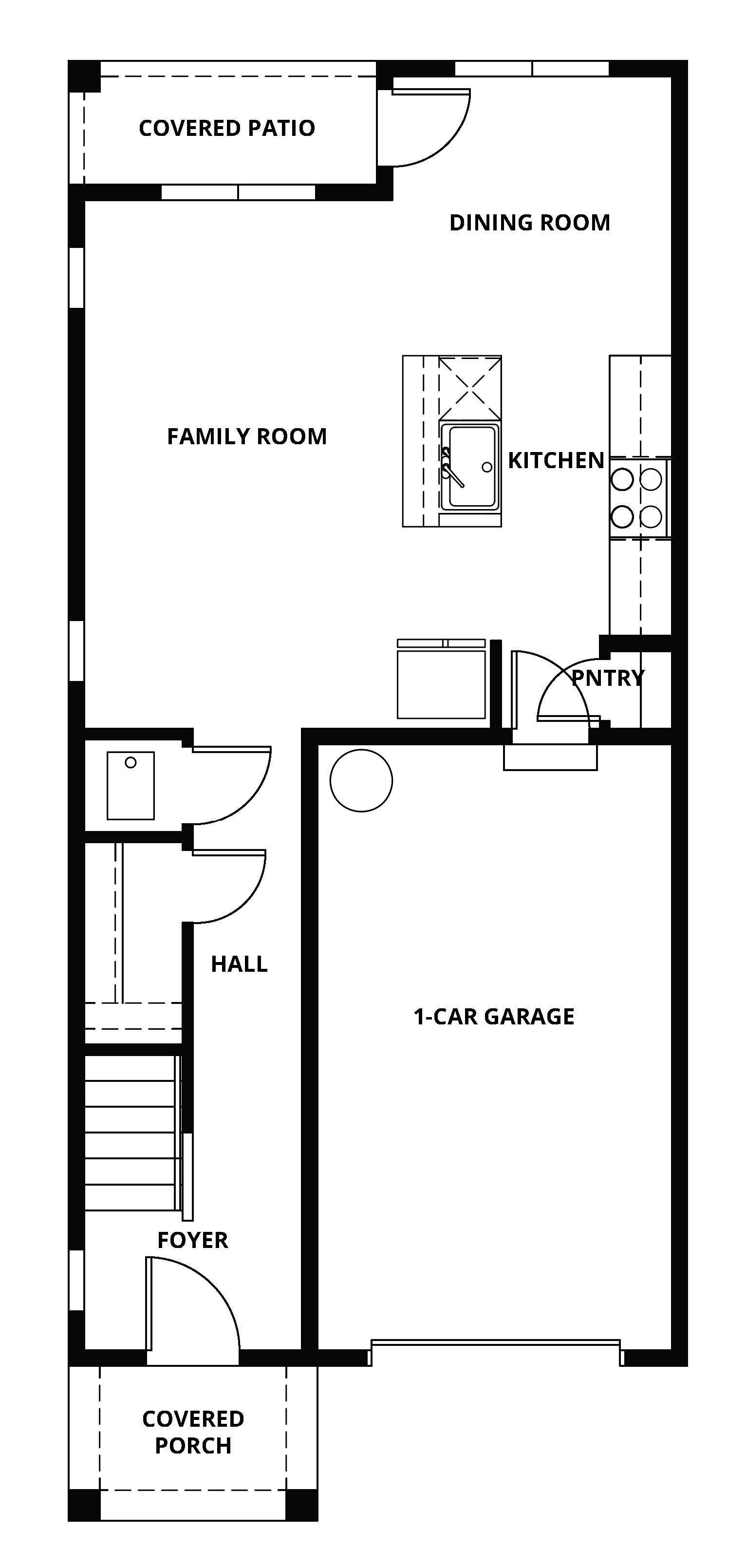 The first floor of the Ashland has the chef ready kitchen and a spacious family room.