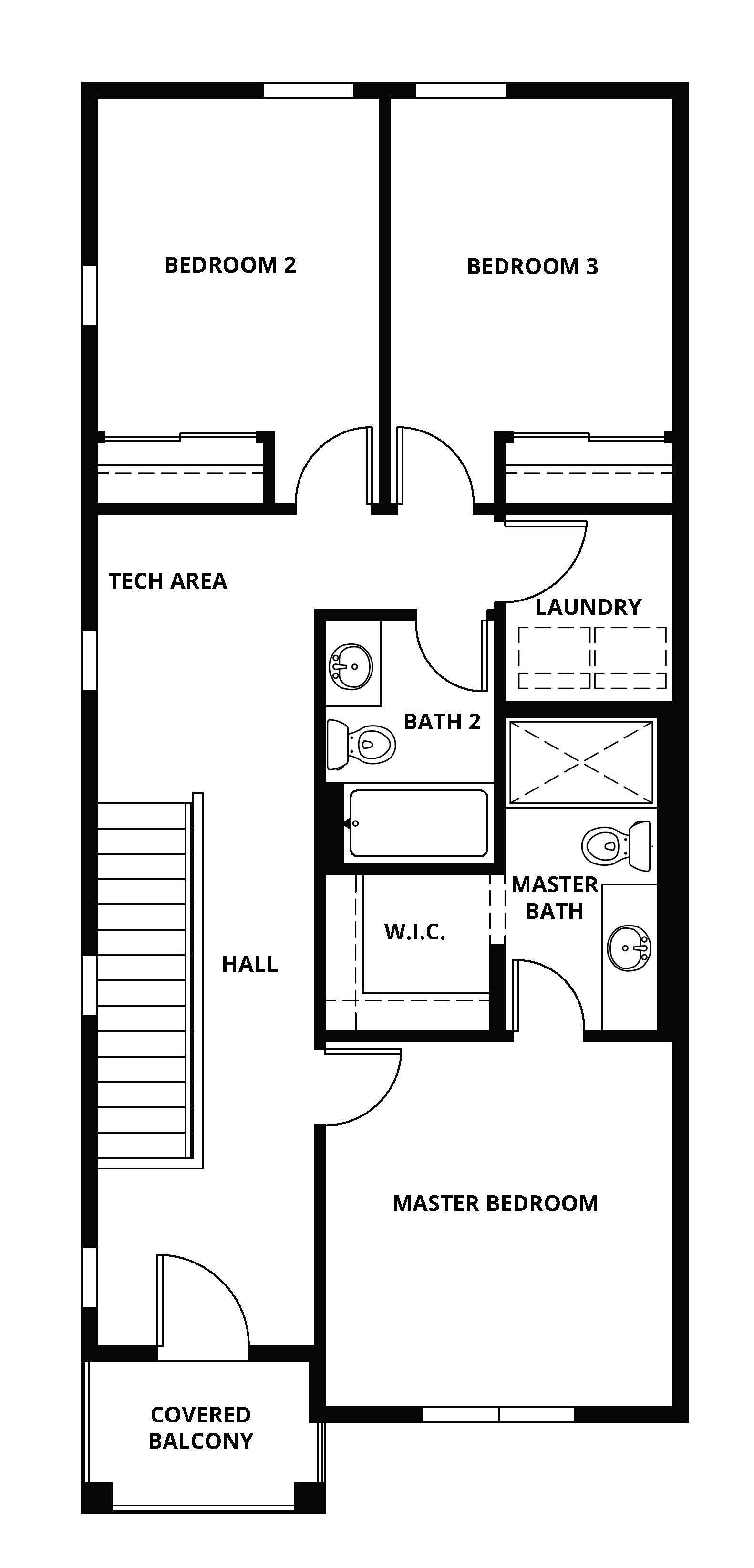 The second floor of the Ashland has the bedrooms.