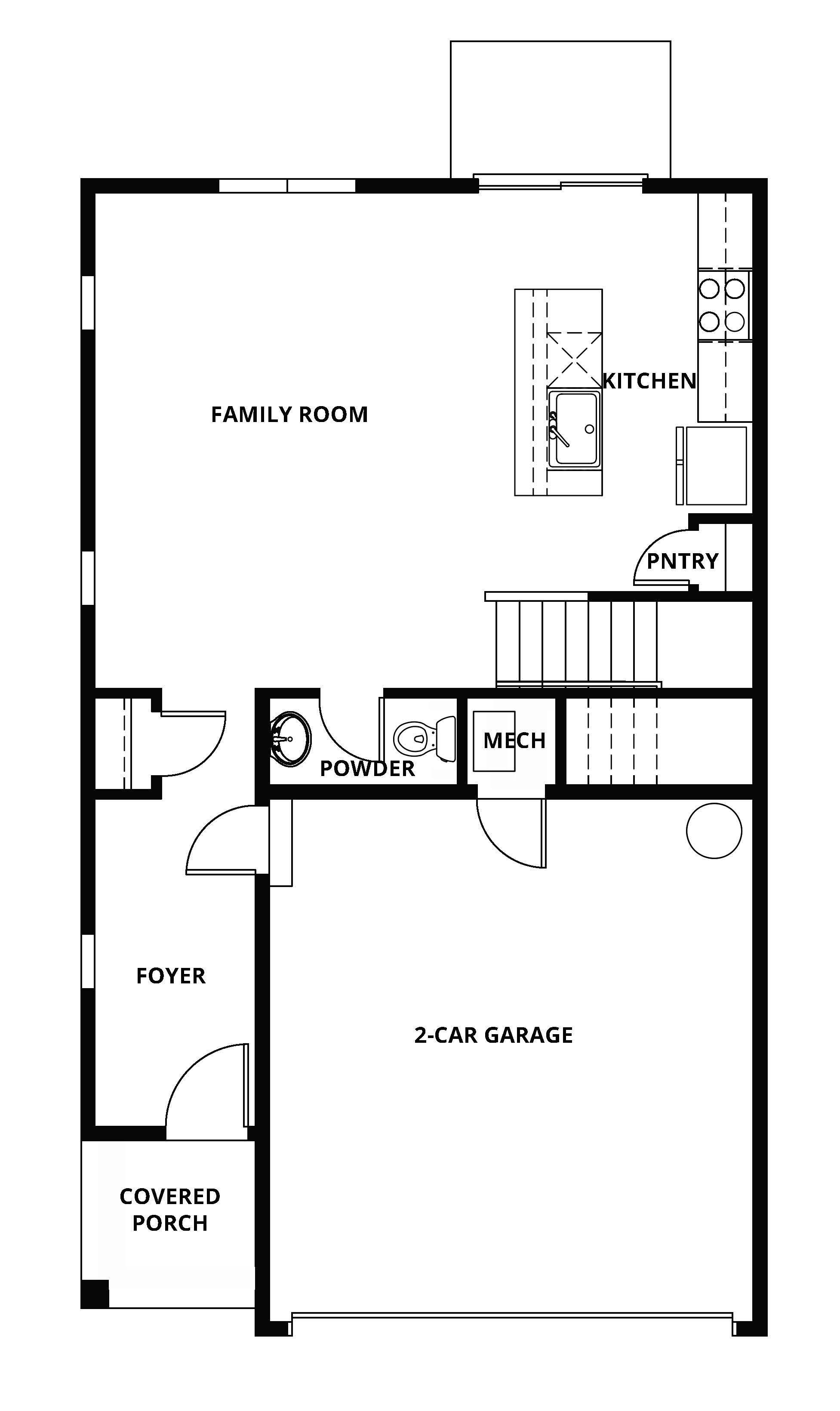 The first floor of the Bachelor has a chef ready kitchen and spacious family room.