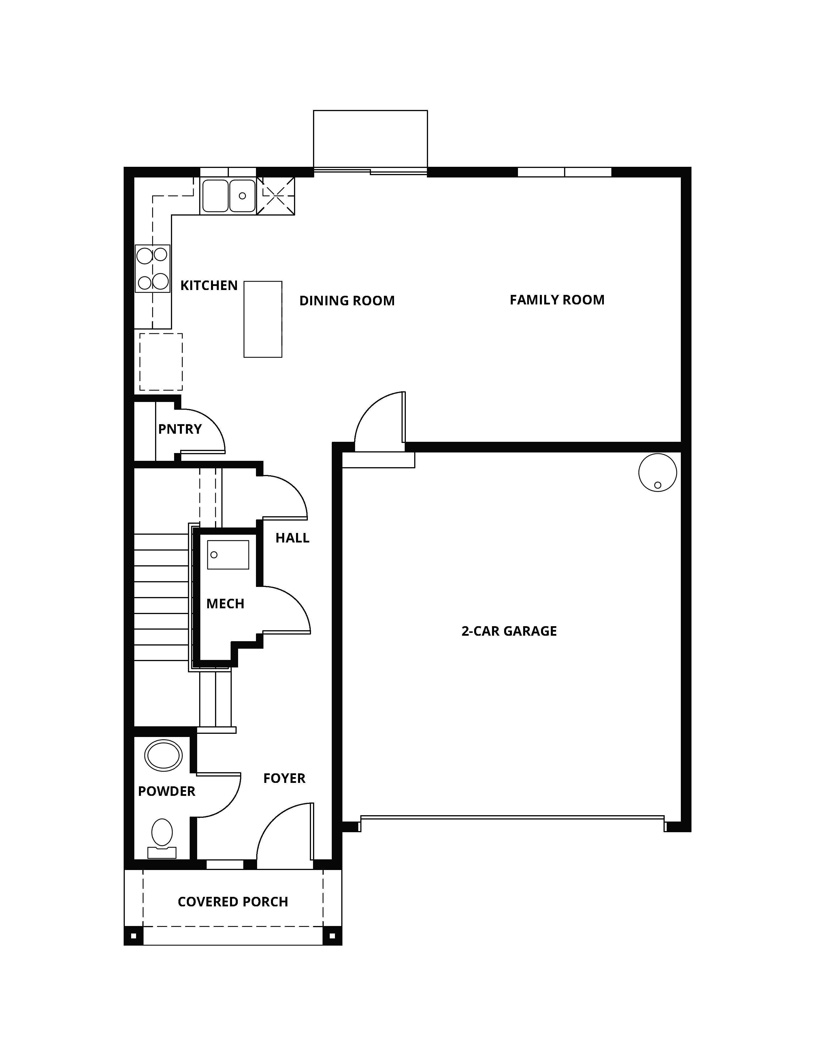 The first floor of the Cypress has a chef ready kitchen and spacious family room