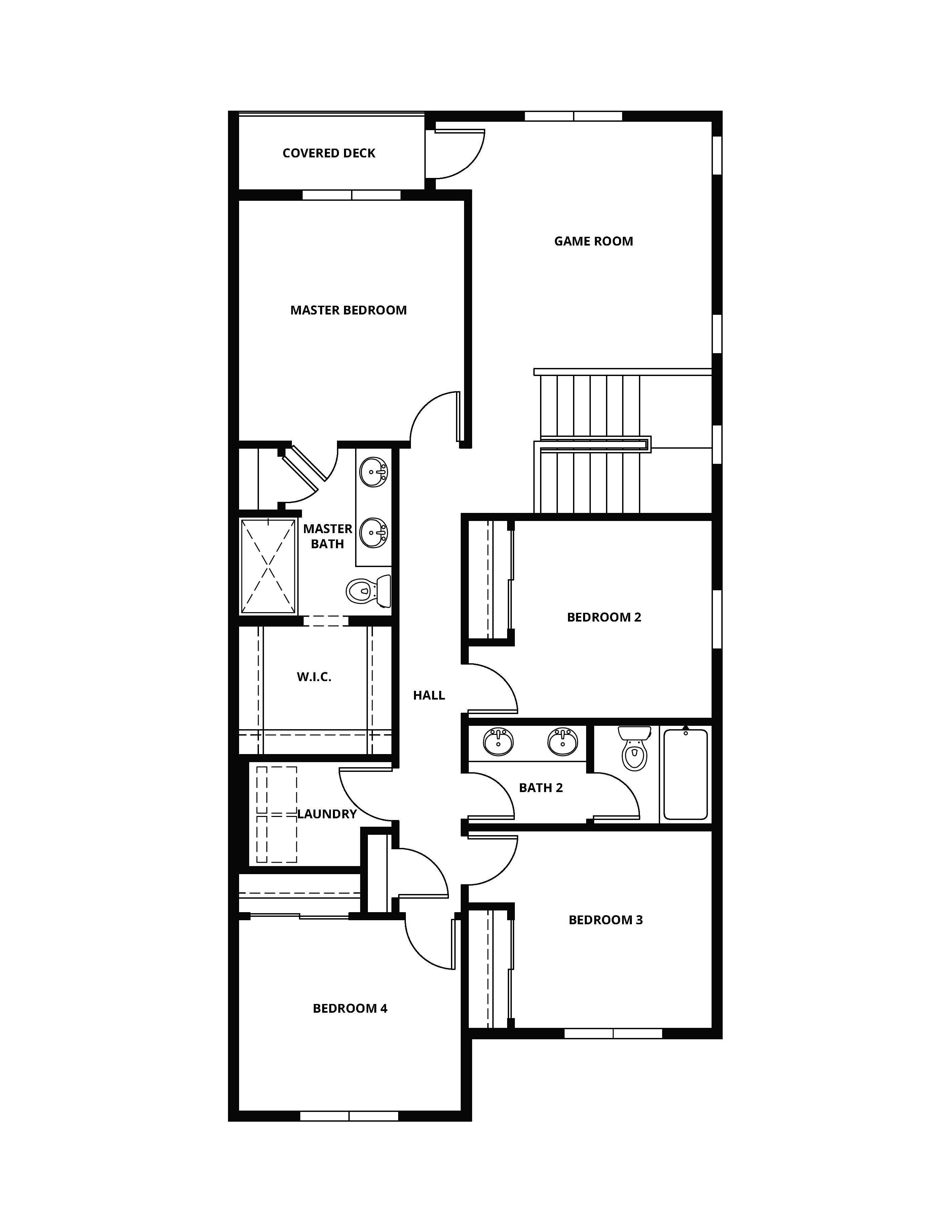 The second floor of the Jefferson has the bedrooms and a game room.