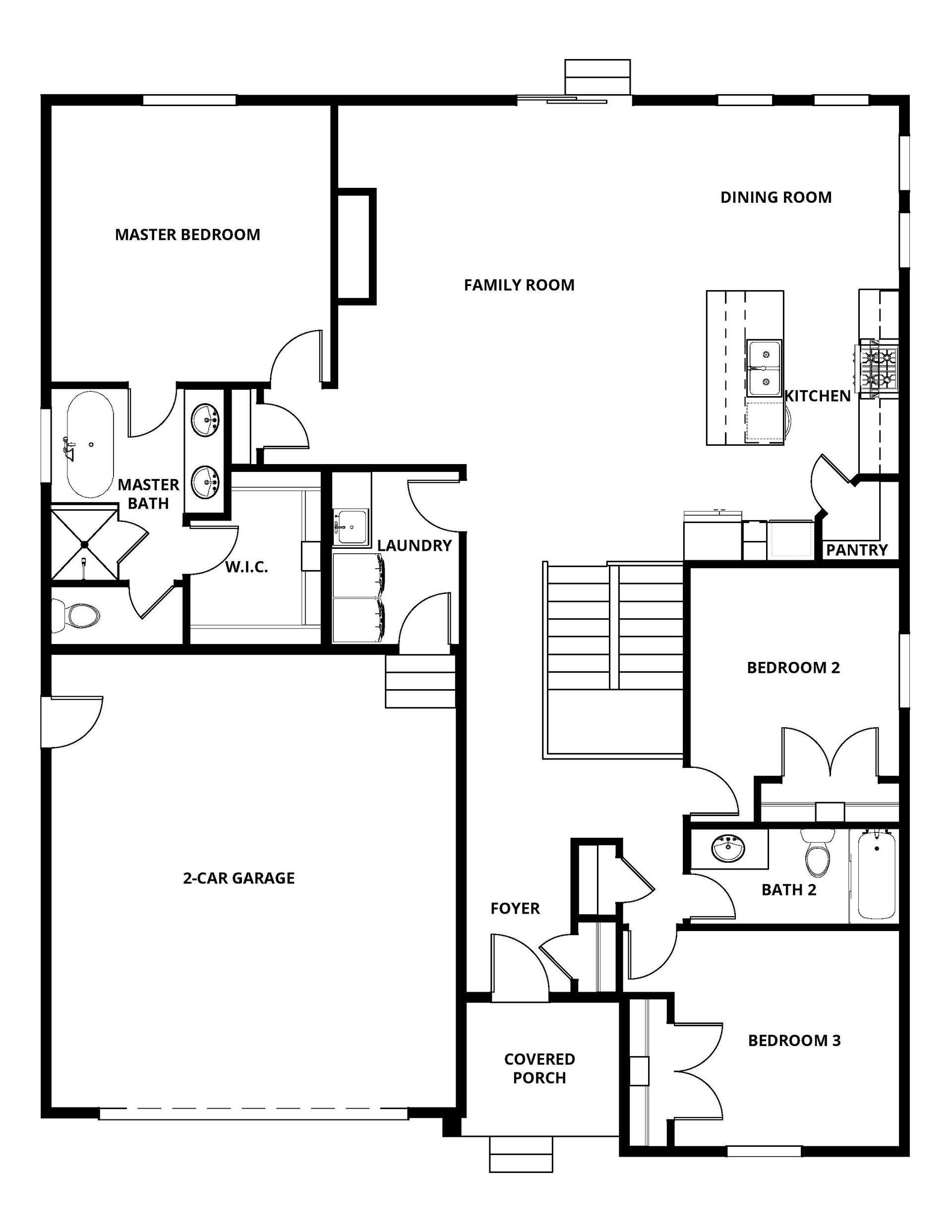 The Crawford is a wonderful open-concept floor plan with three bedrooms, two bathrooms and a two-car garage.