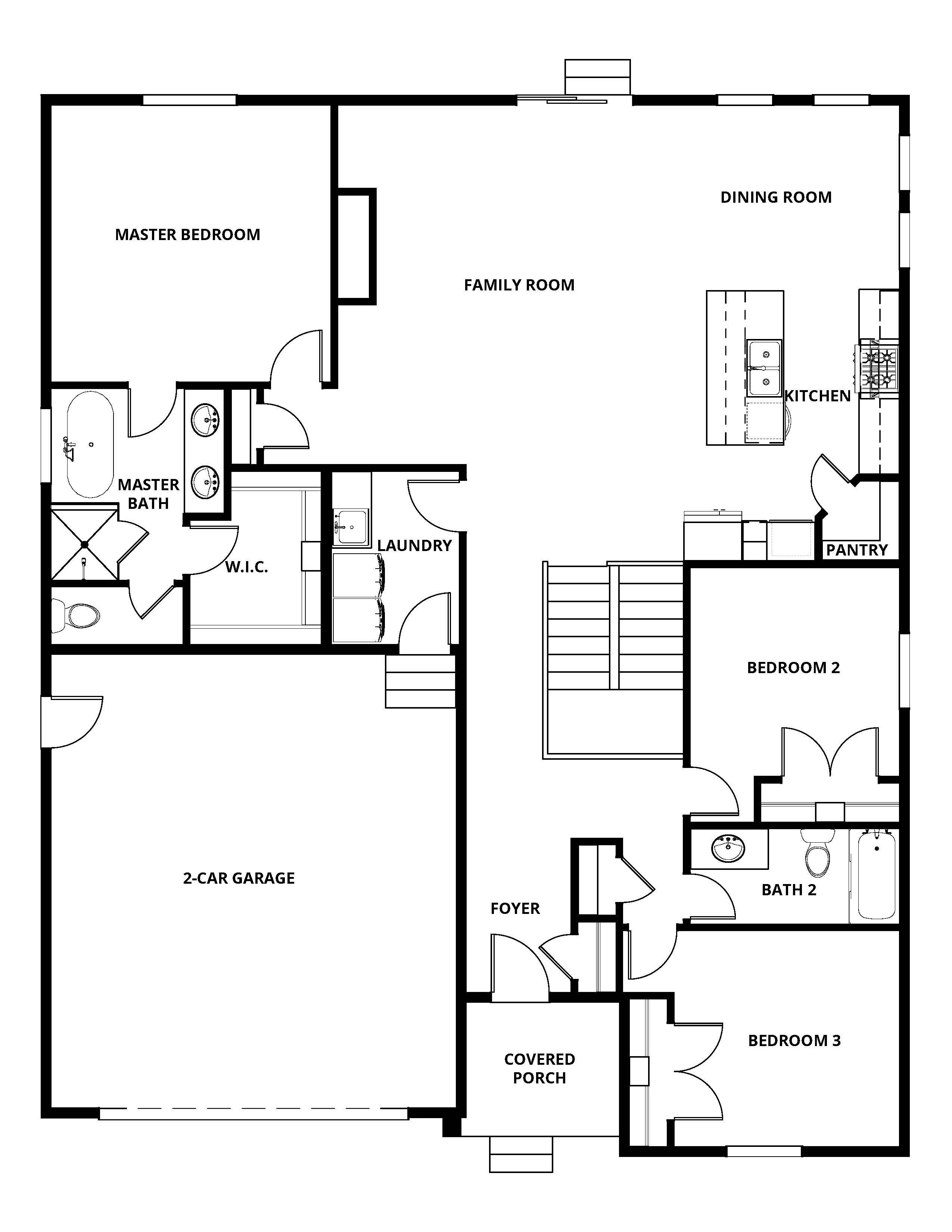 The Crawford is a wonderful open-concept floor plan with three bedrooms, two bathrooms and a two-car garage.