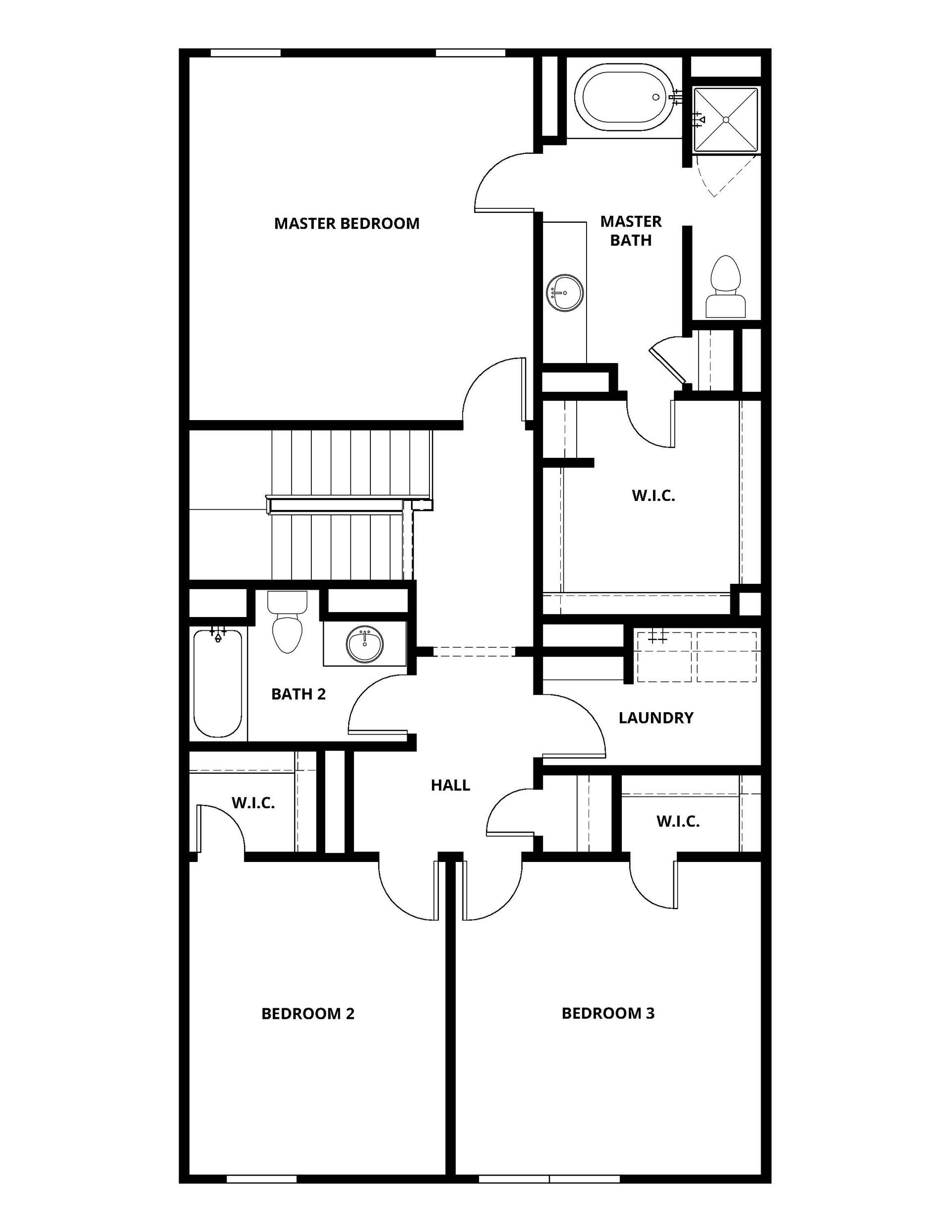 The second floor of the Appaloosa has three bedrooms and two bathrooms.
