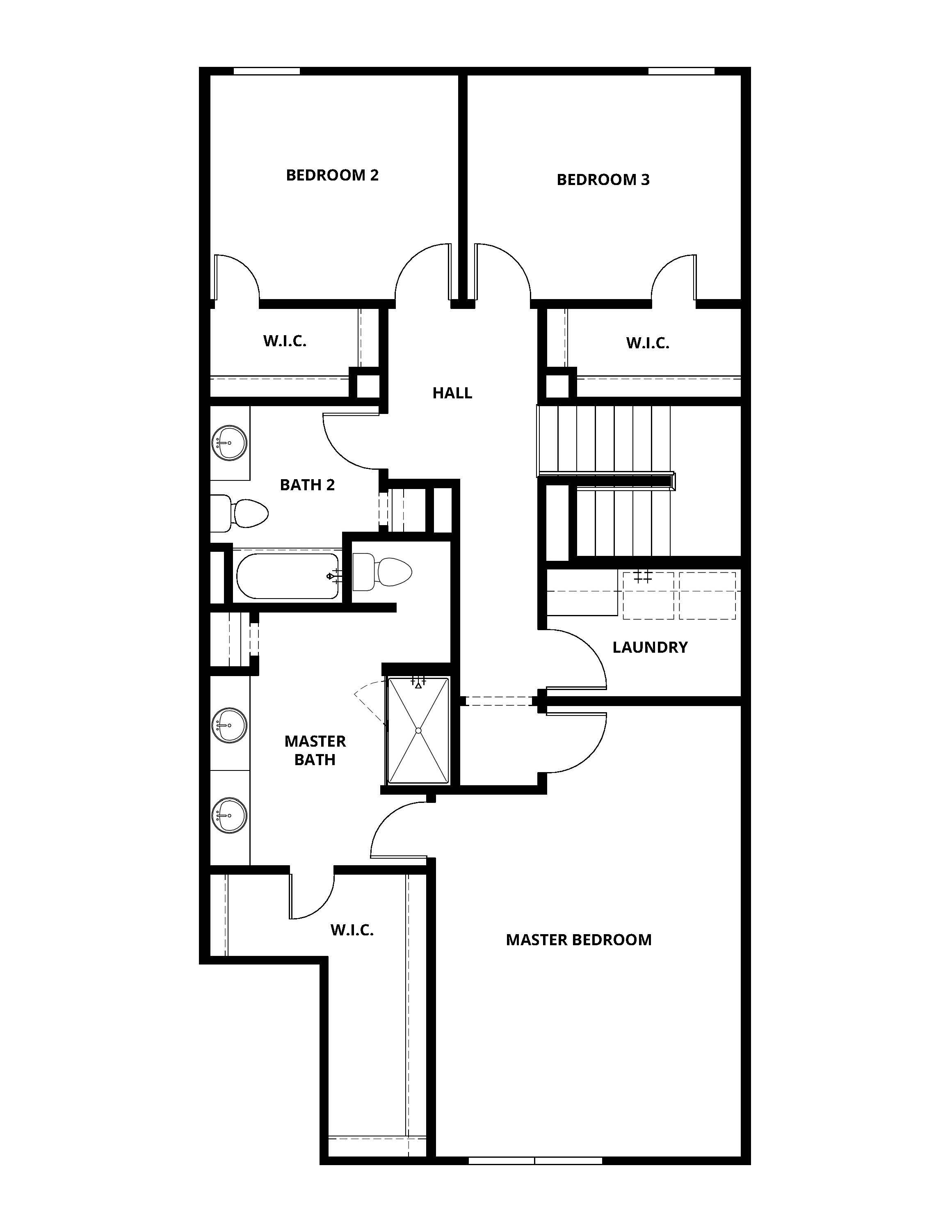 The seconf floor of the Caspian has three bedrooms and two bathrooms.