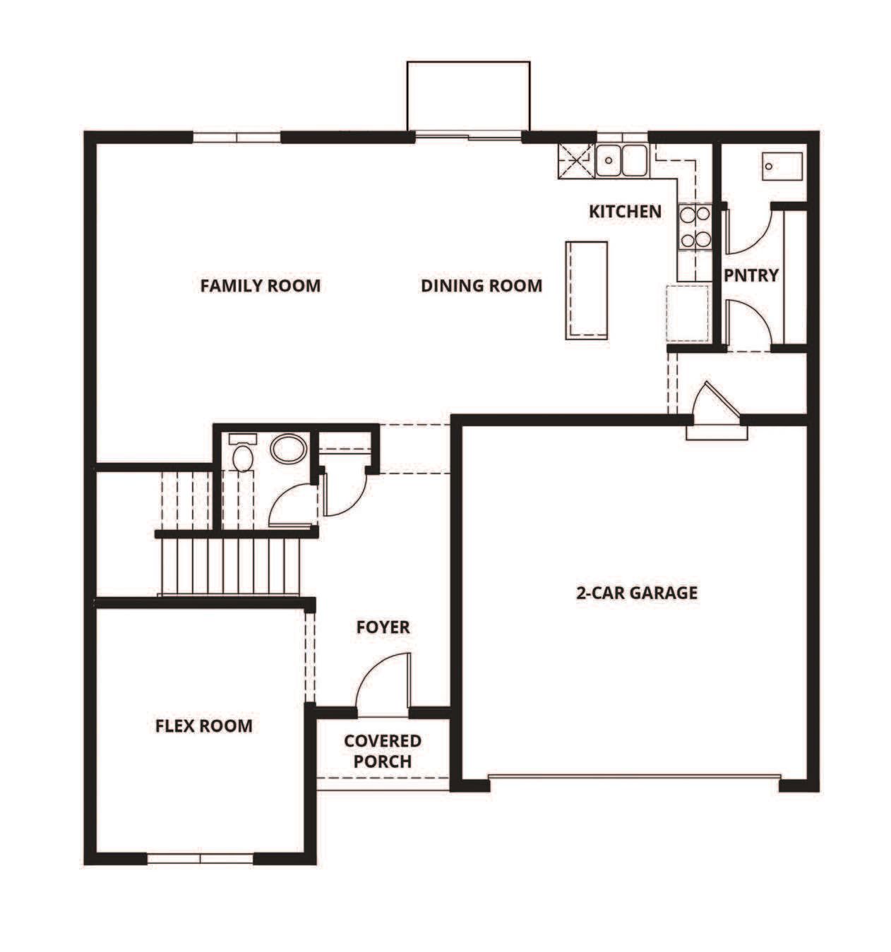 The first floor of the Henry has a chef ready kitchen and a spacious family room.
