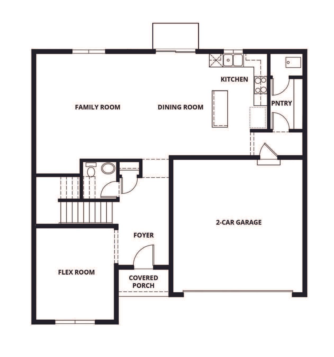 The first floor of the Henry has a chef ready kitchen and a spacious family room.