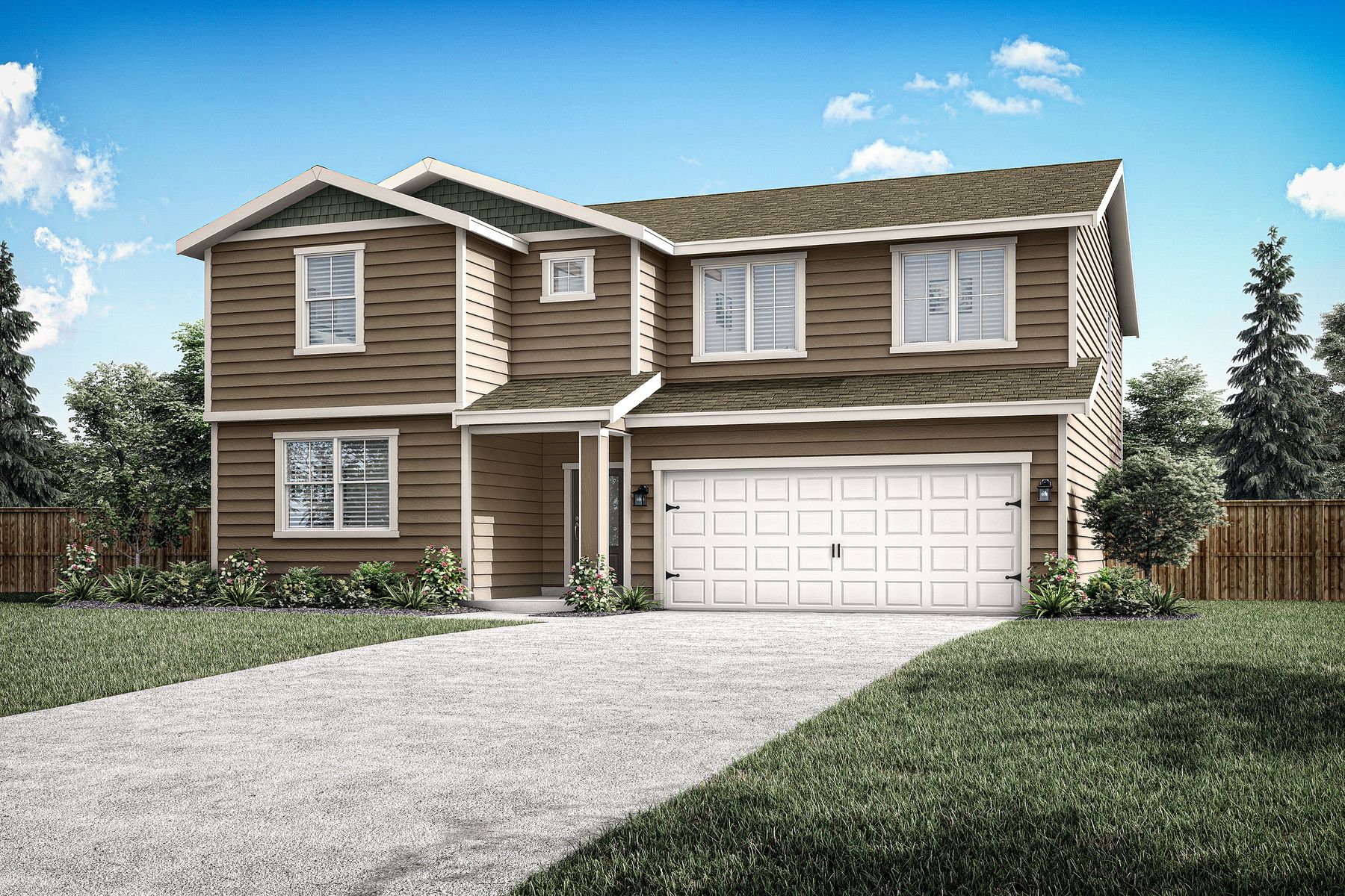 The Pearl is a beautiful two-story, five-bedroom home with siding.