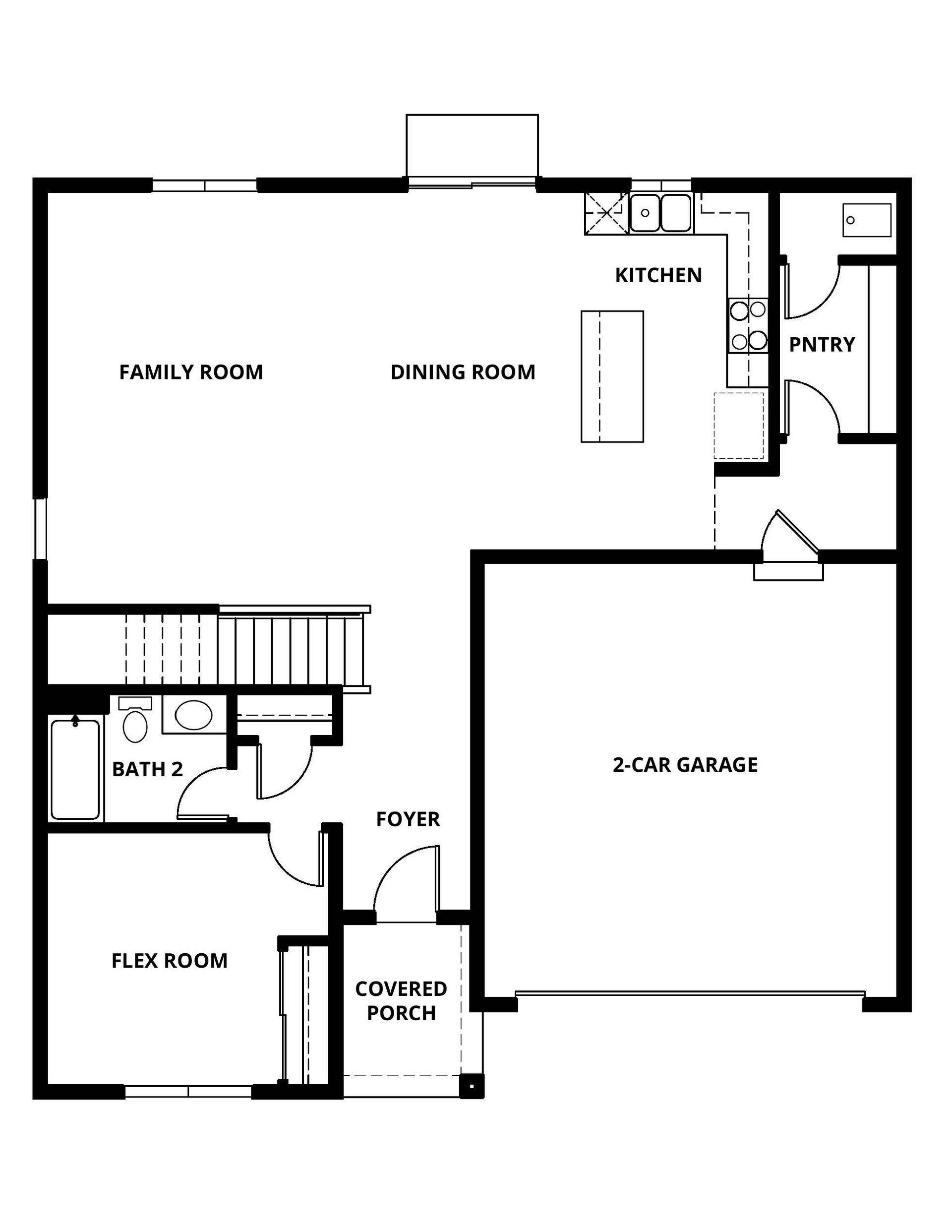 The first floor of the Pearl has the chef ready kitchen and spacious family room as well as an additional bedroom.