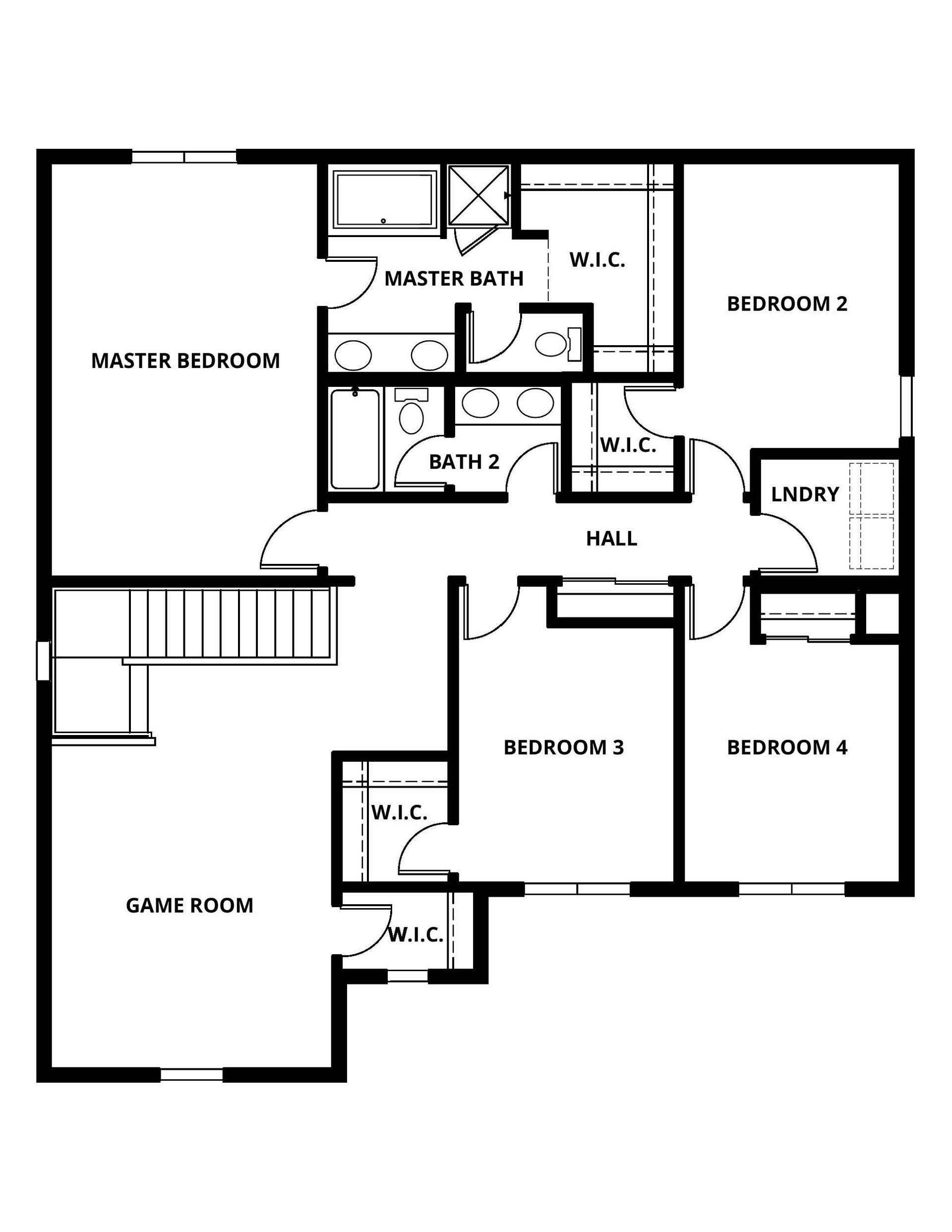 The second floor of the Pearl has four of the bedrooms and a game room.