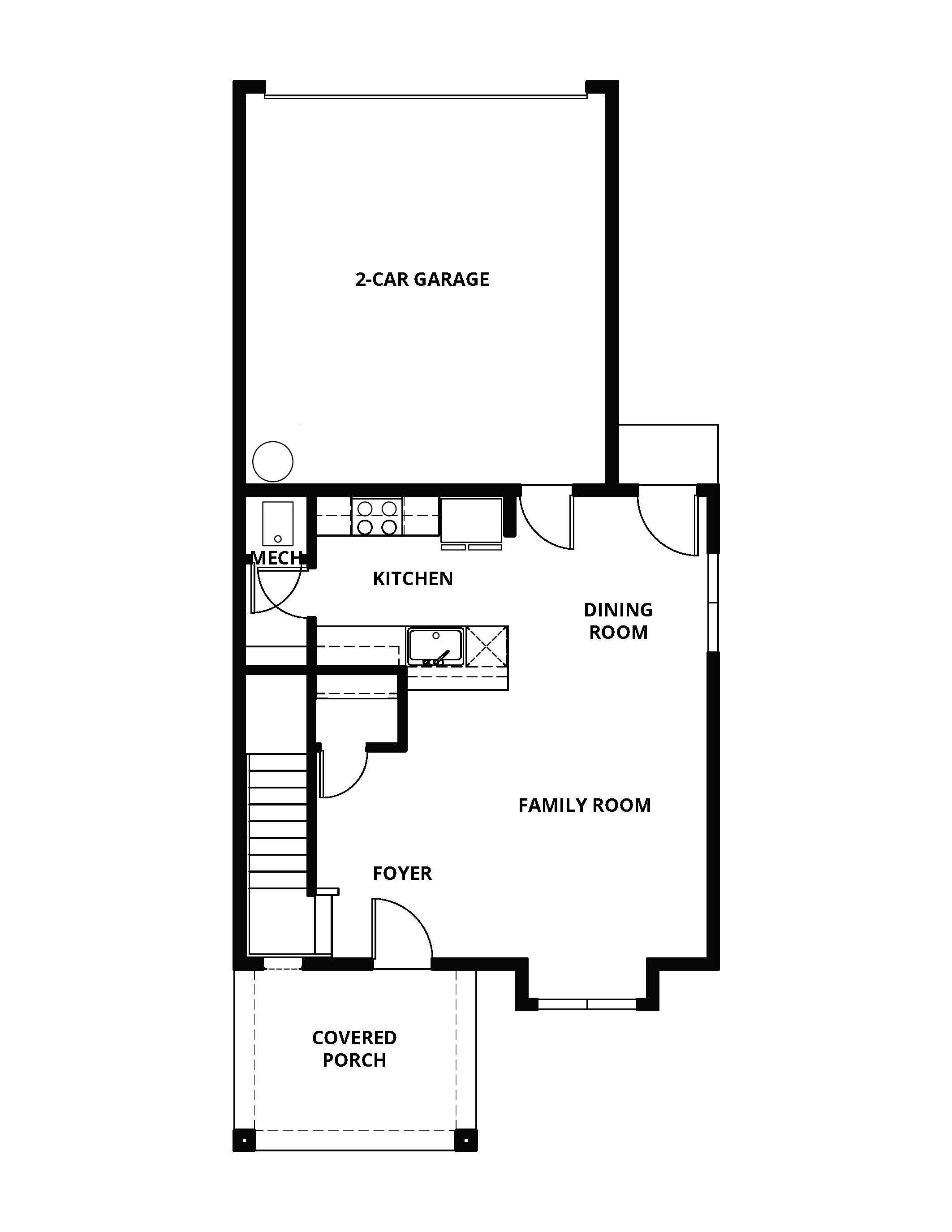 The first floor of the Cayuse has the chef ready kitchen and spacious family room.