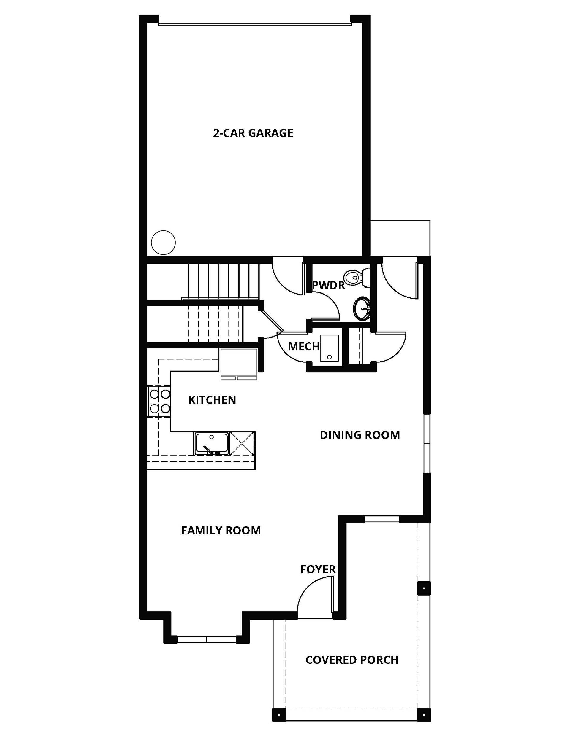 The first floor of the McKenzie has the chef ready kitchen and spacious family room.
