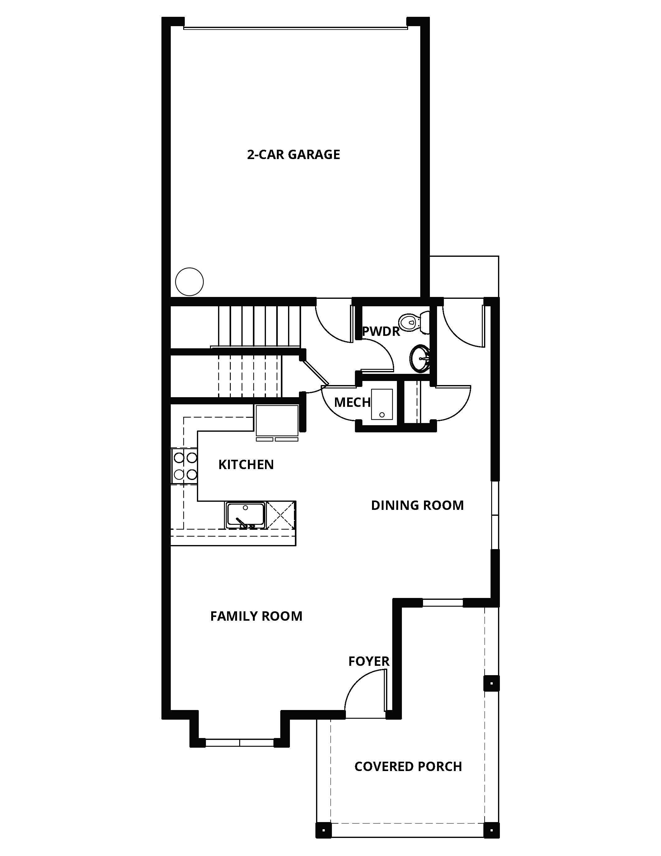 The first floor of the McKenzie has the chef ready kitchen and spacious family room.