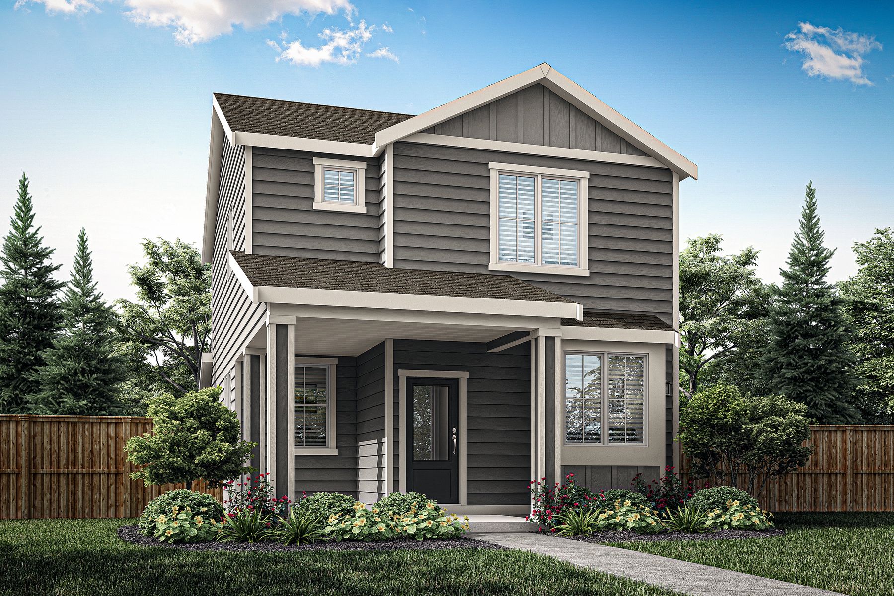 The McKenzie is a beautiful two story home with siding.