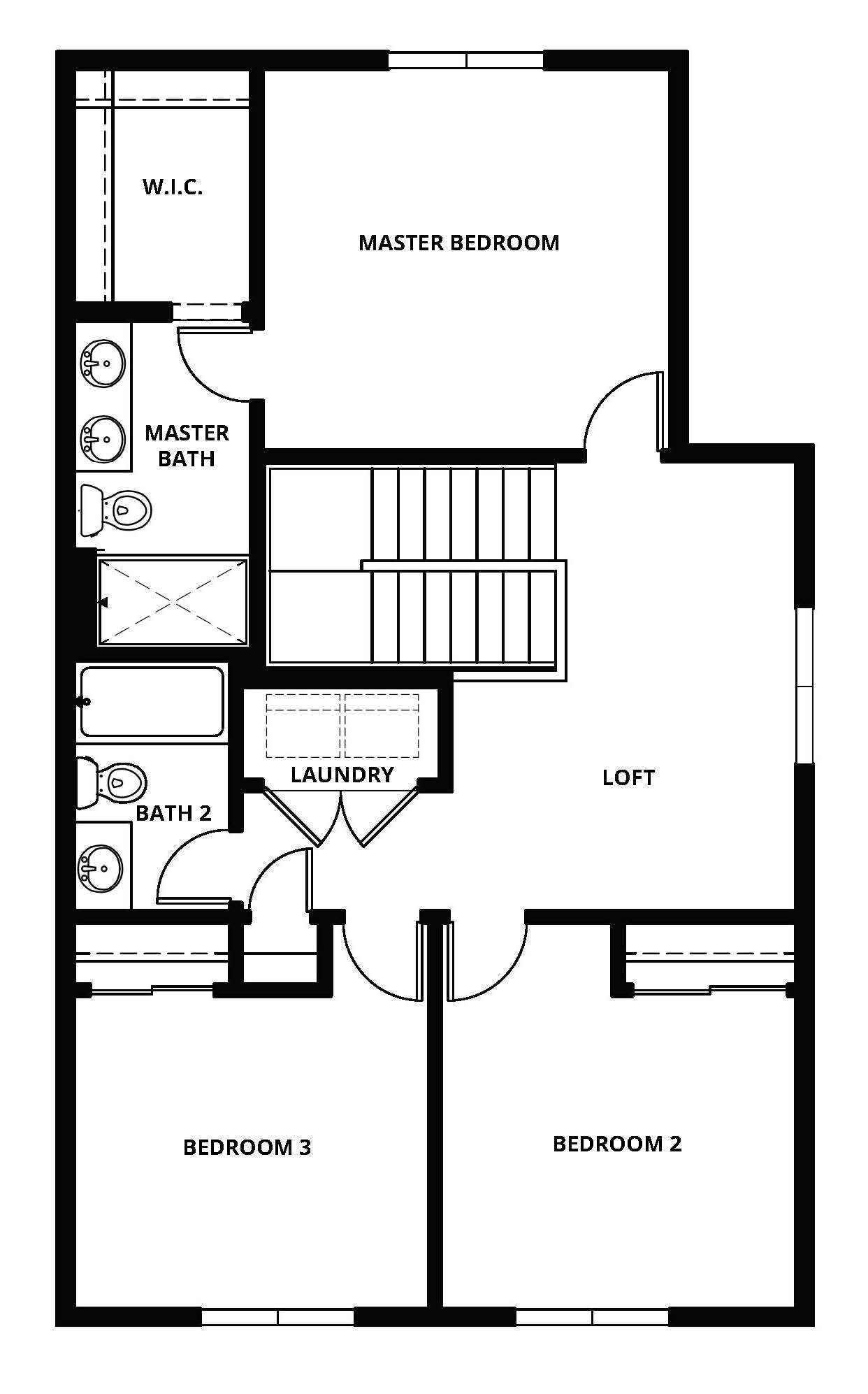 The second floor of the Santiam has the bedrooms and a loft.