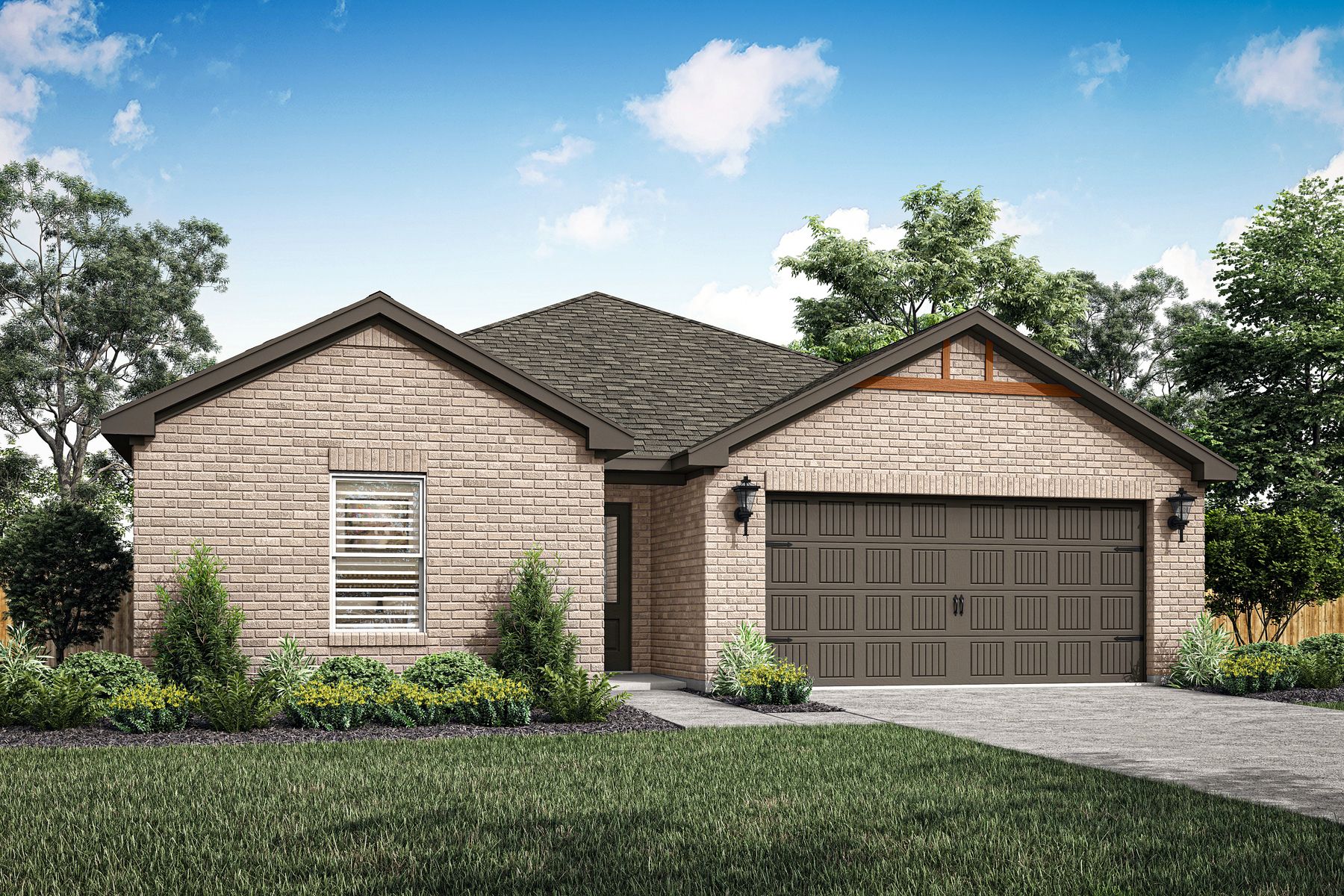 The Durant is a beautiful one-story home with a brick exterior.