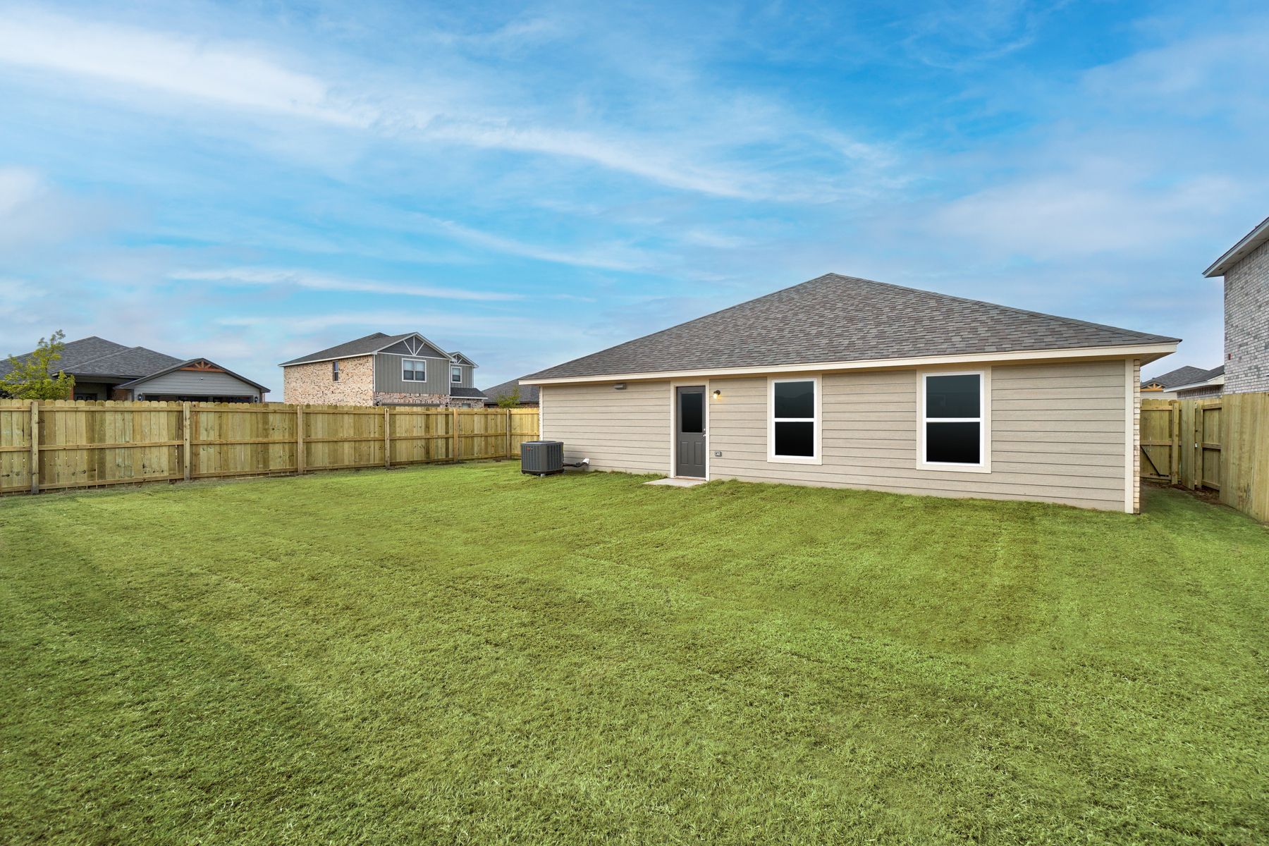 The back yard of the Keystone is fully fenced-in.