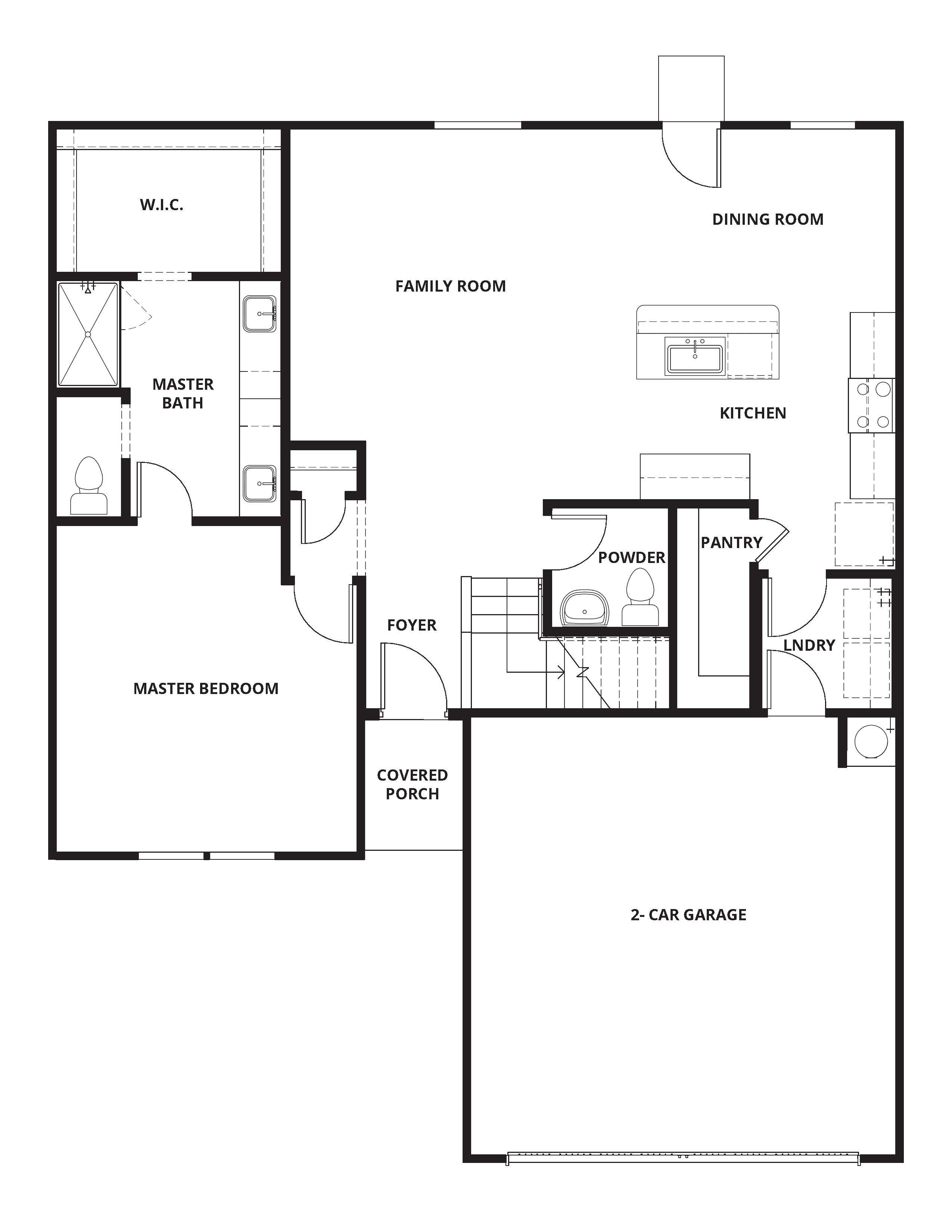 The first floor of the Murray has a wonderful open-concept layout and the secluded master suite.