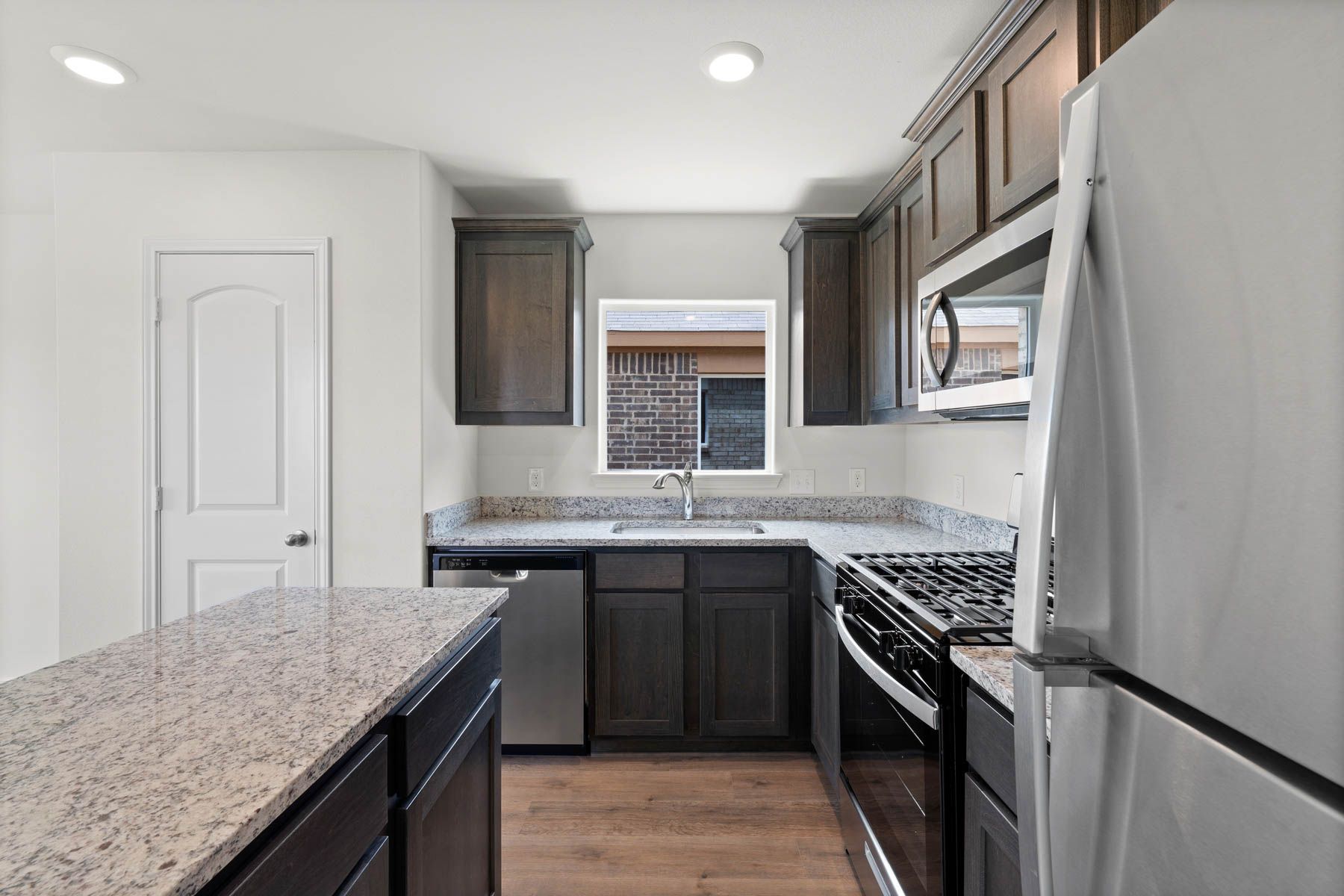 The kitchen has energy efficient appliances.