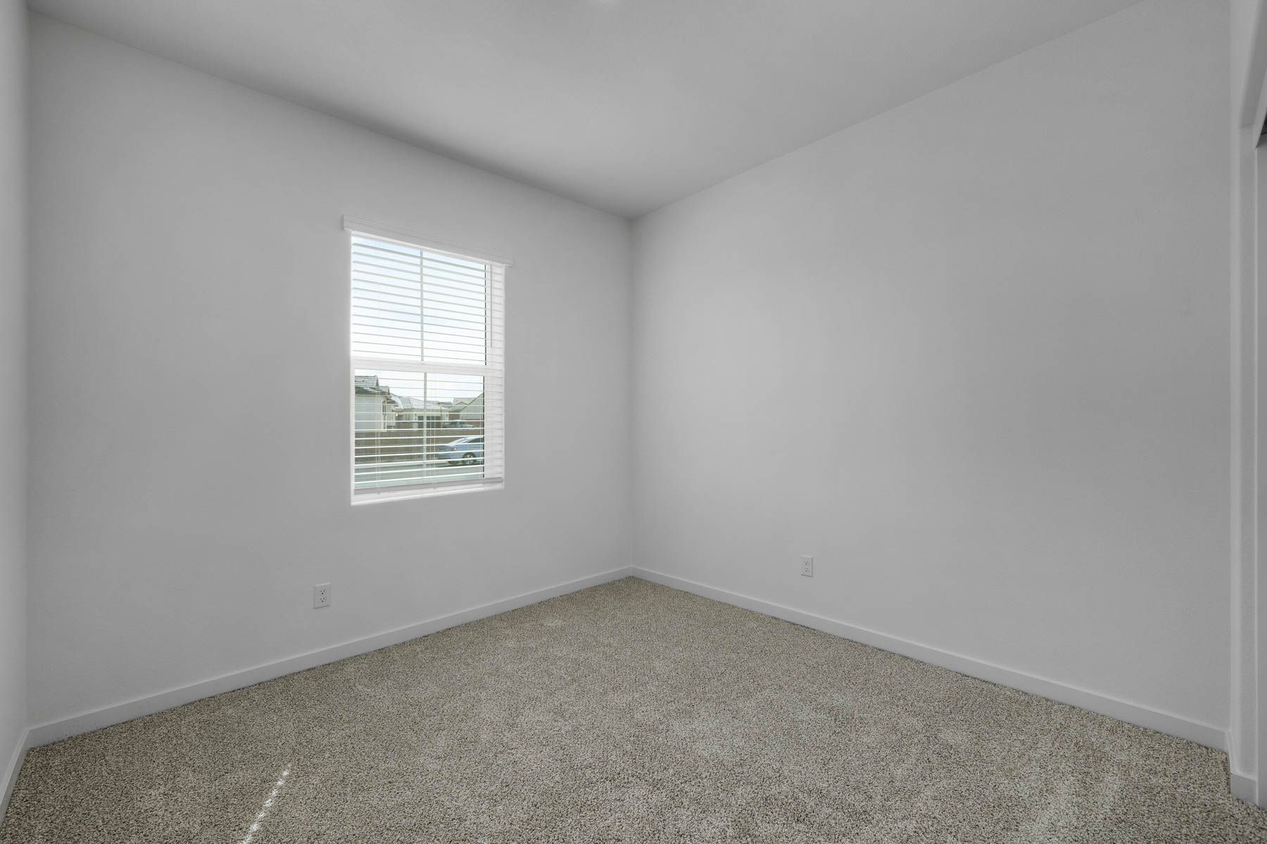 The secondary bedroom has carpet