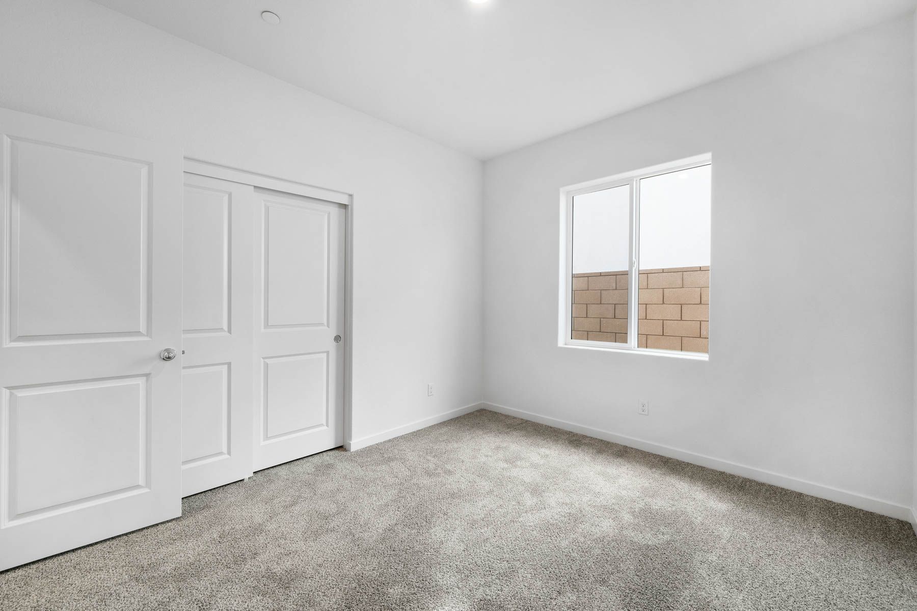The secondary bedroom has carpet.