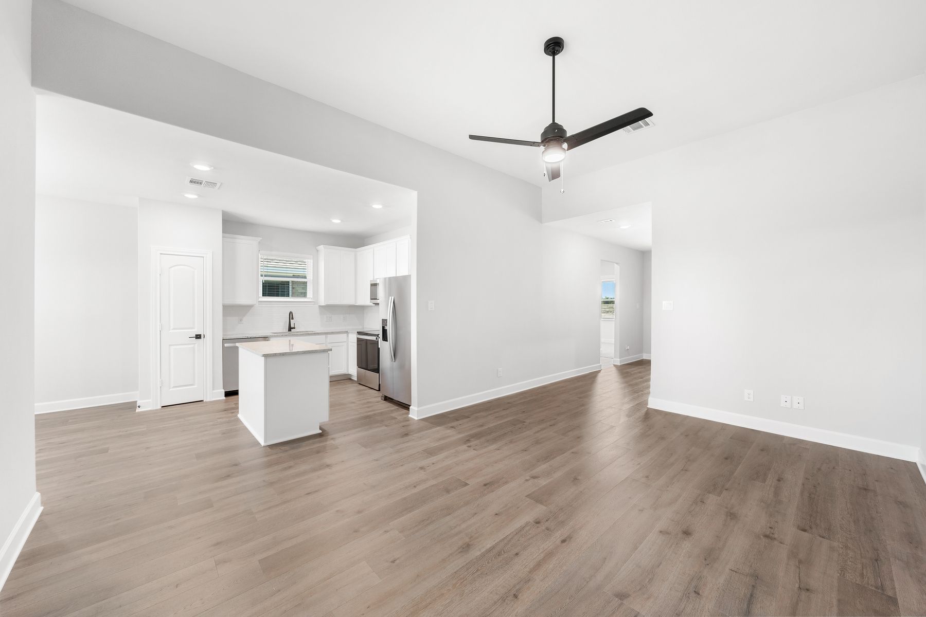 The Blanco floor plan has a large, open family room.