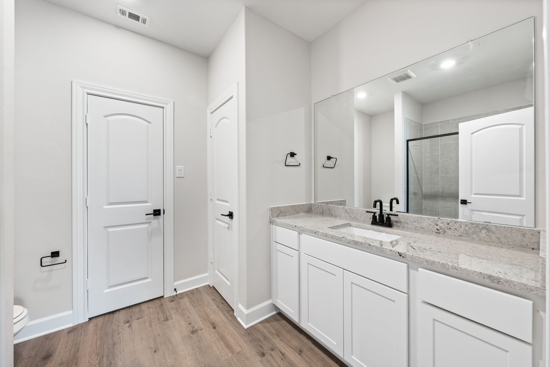 The master bathroom of the Rio Grande has a large vanity space.