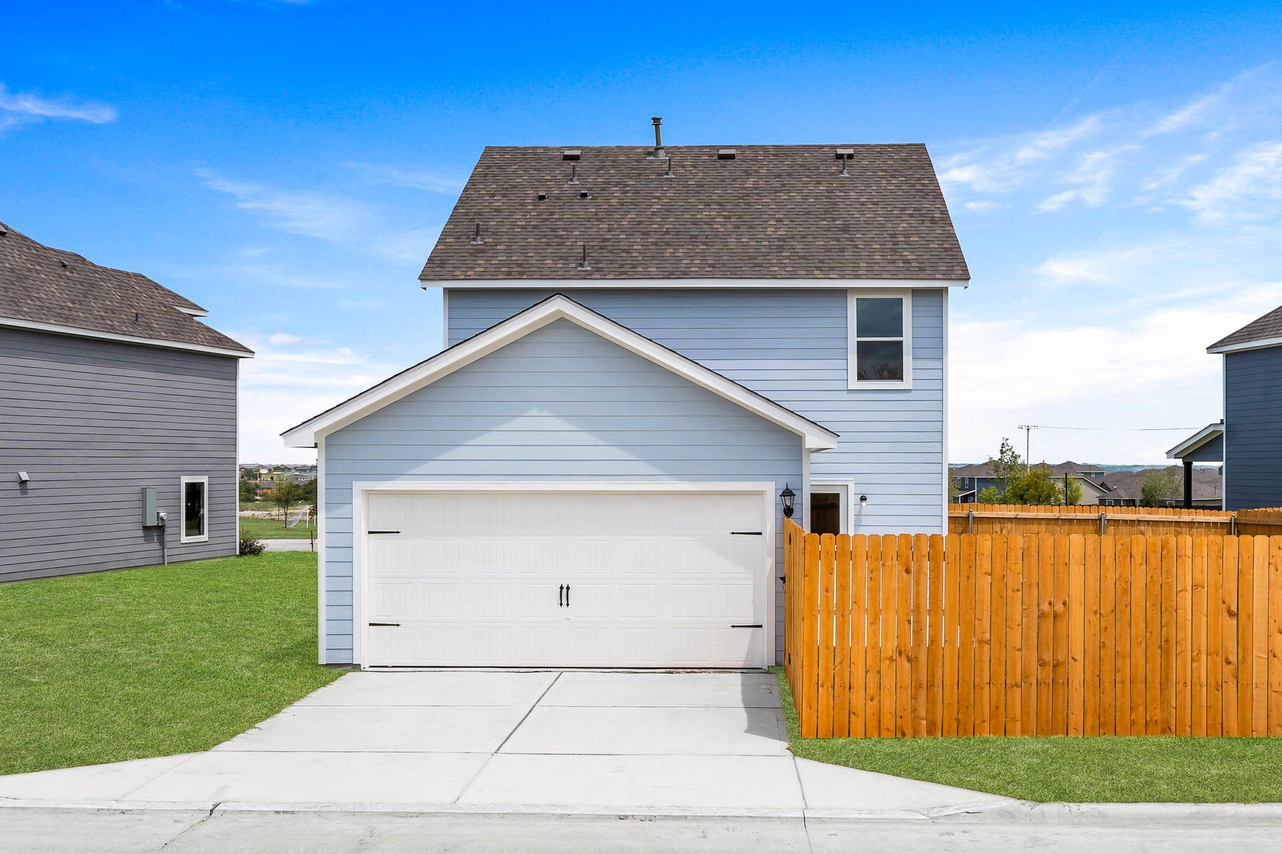 The Camelia has an attached two-car garage.