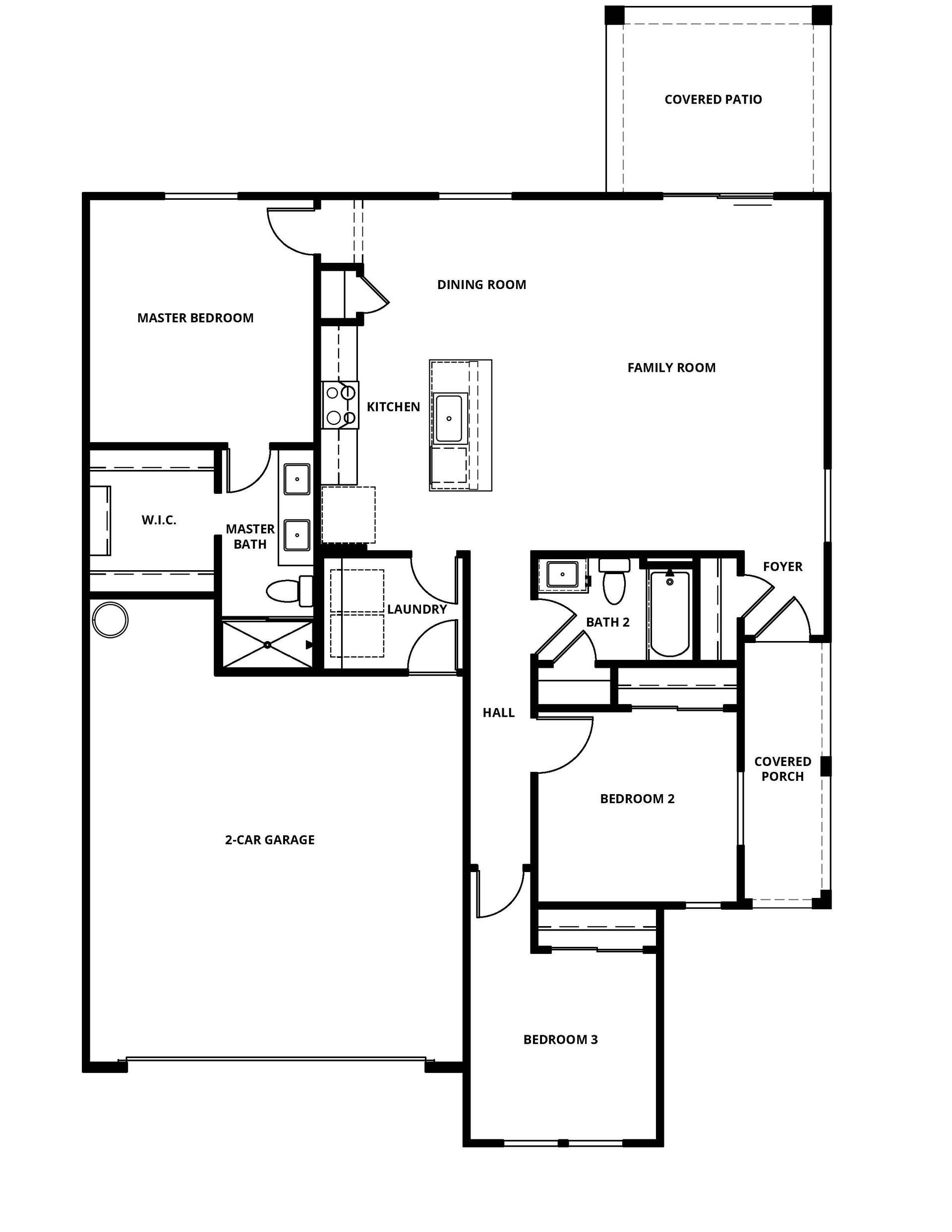 The Cottonwood has a chef ready kitchen and spacious family room.