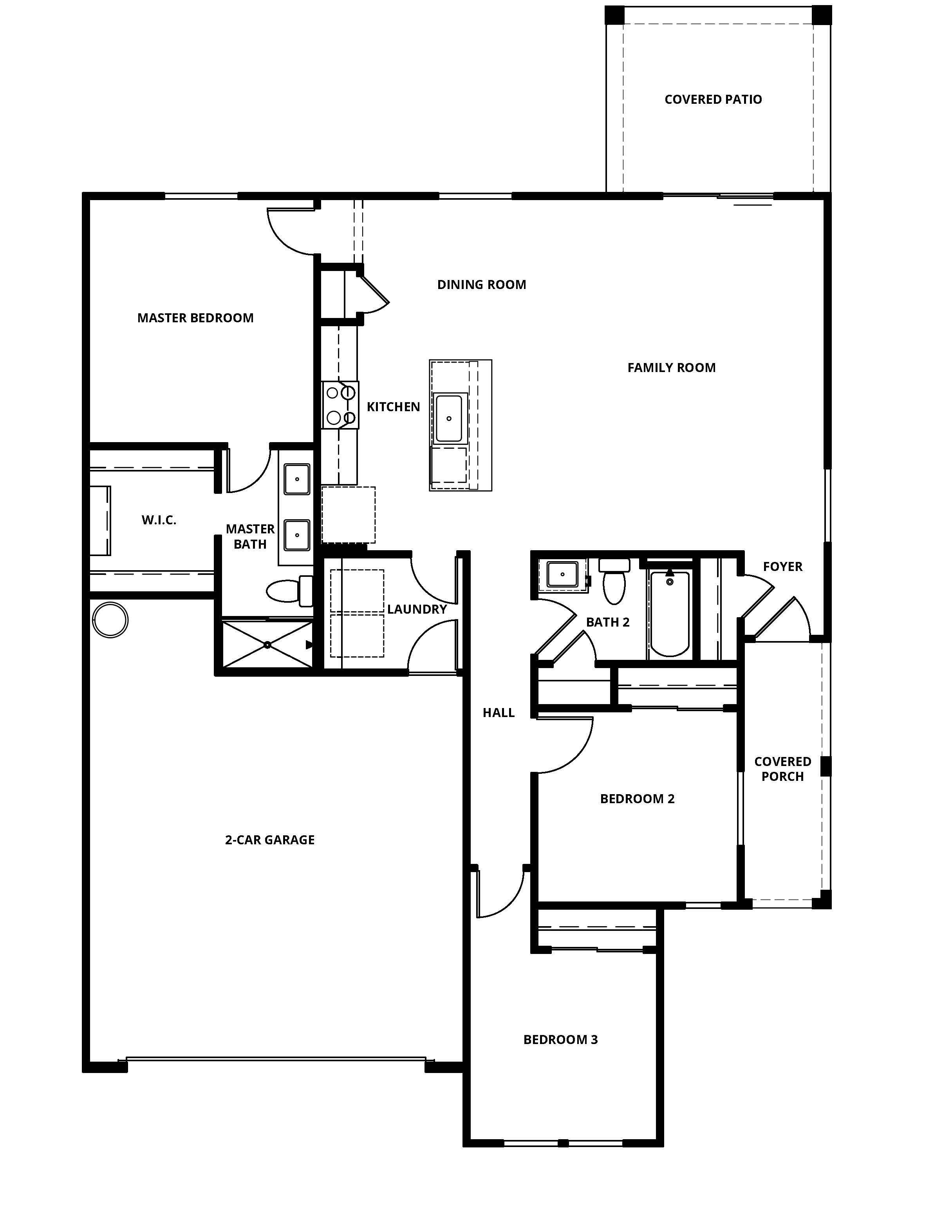 The Cottonwood has a chef ready kitchen and spacious family room.