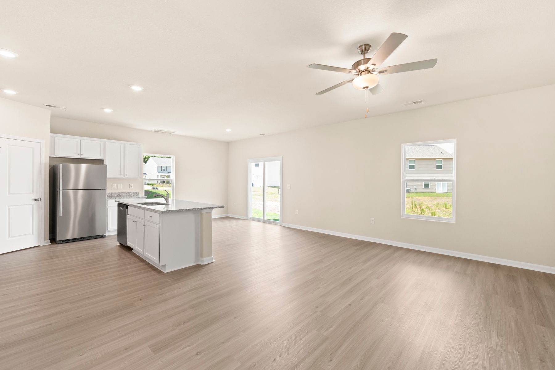 The living area has an open concept layout. 