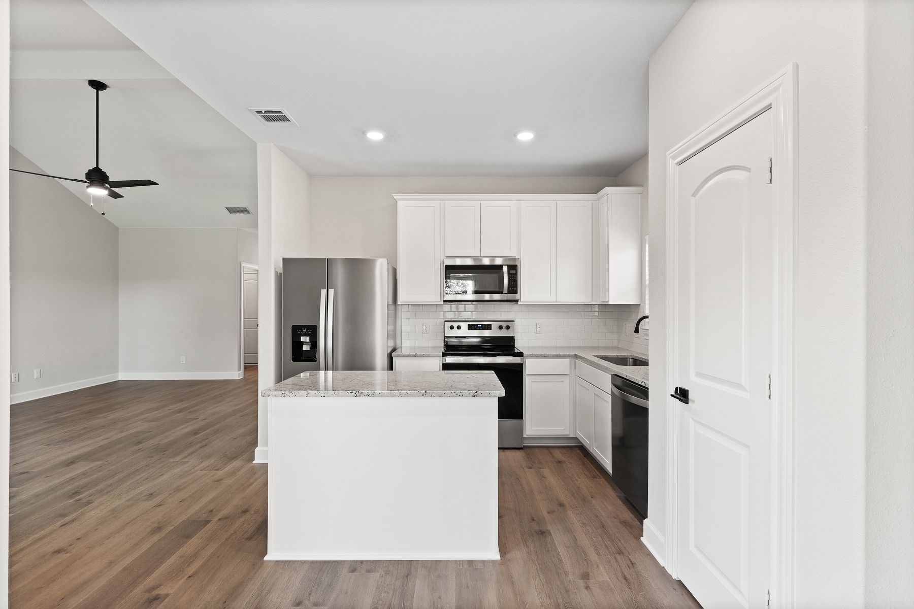 The kitchen of the Sabine floor plan has energy-efficient appliances.