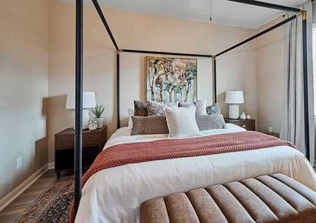 The master bedroom has enough space for your king-sized furniture.