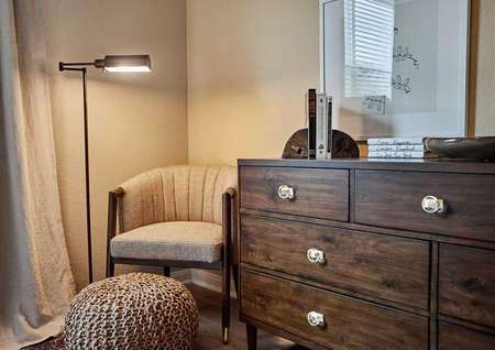 The master bedroom has enough space for your king-sized furniture.