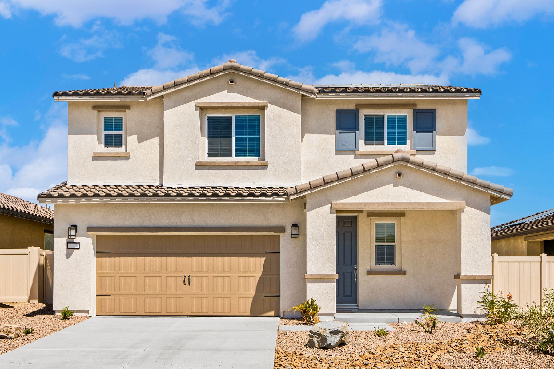 The Redondo is a beautiful two story home with stucco