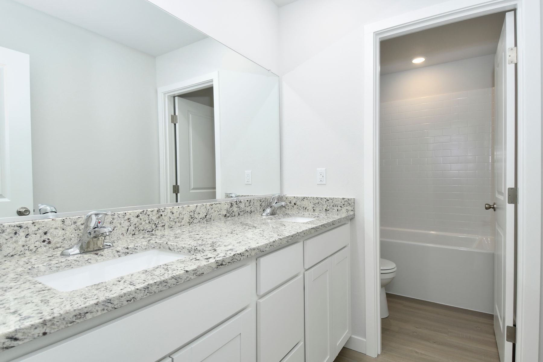 The secondary bathroom has the tub/shower combo.