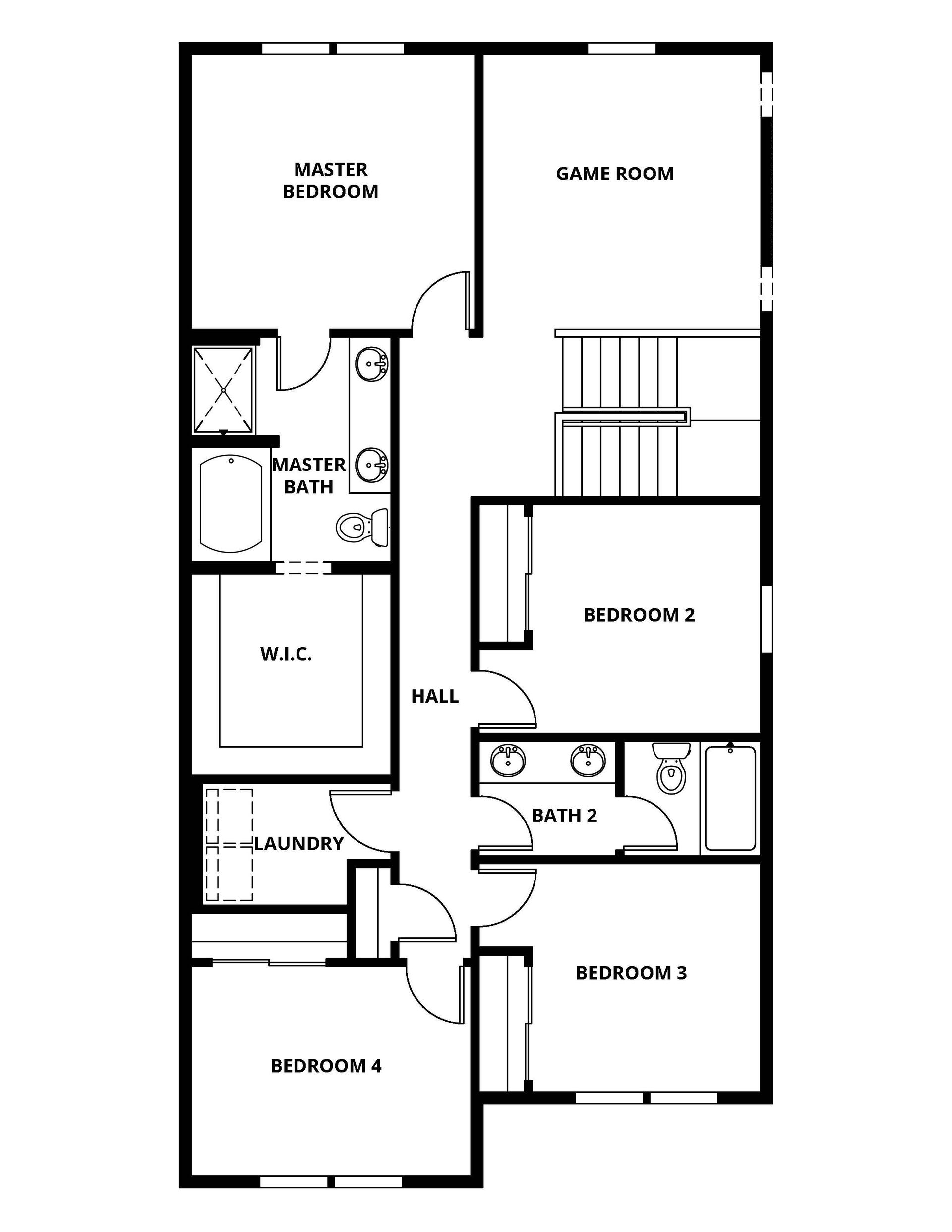 The second floor of the Mayfield has the bedrooms.